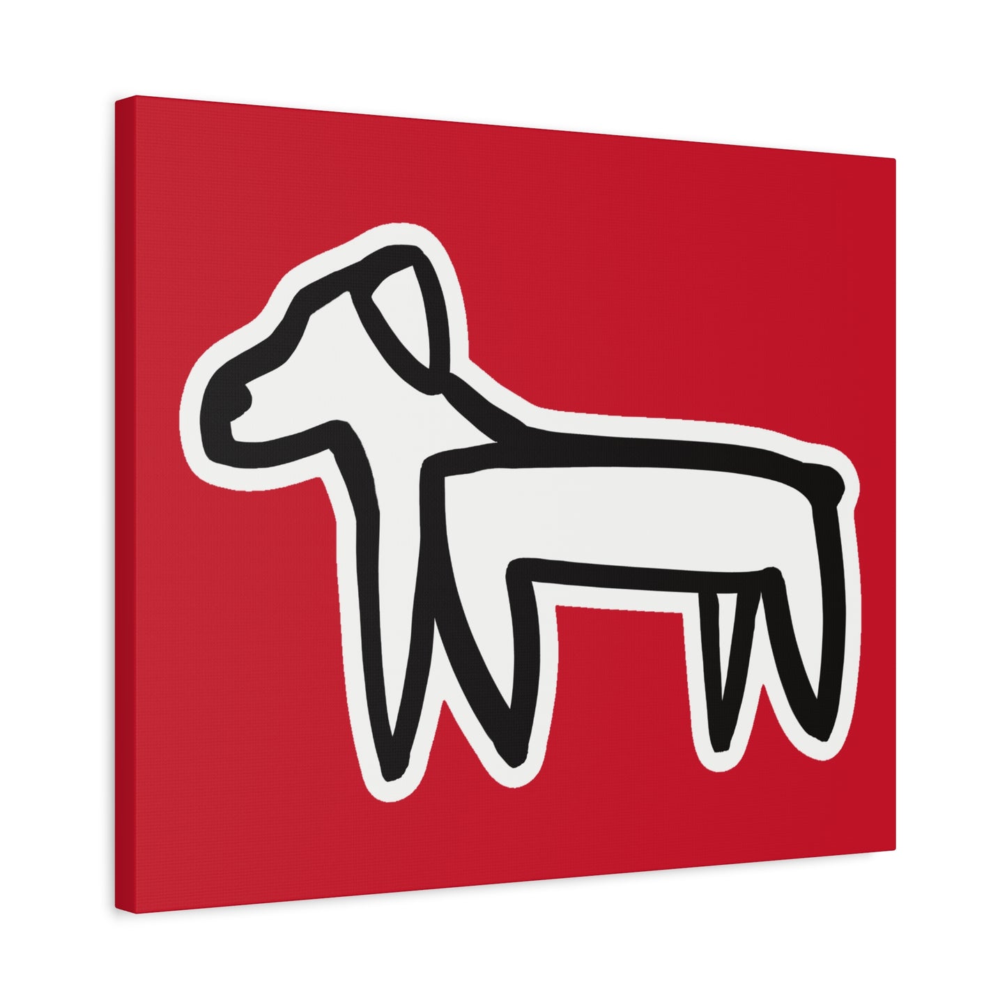 Dog Canvas Print on Red (Sticker Style White Dog) - Dog Art Print