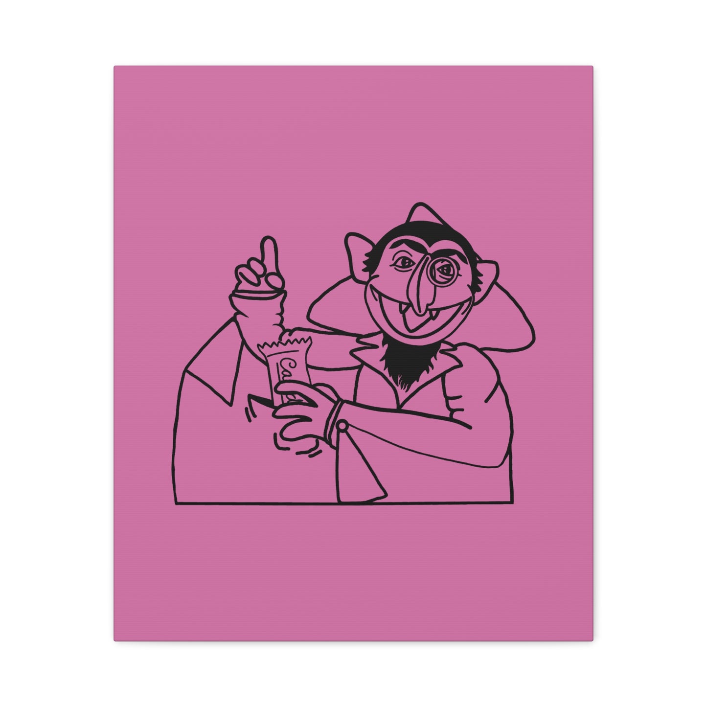 The Count Stealing Candy Outline Canvas Print Light Pink - Sesame Street The Count Parody Art