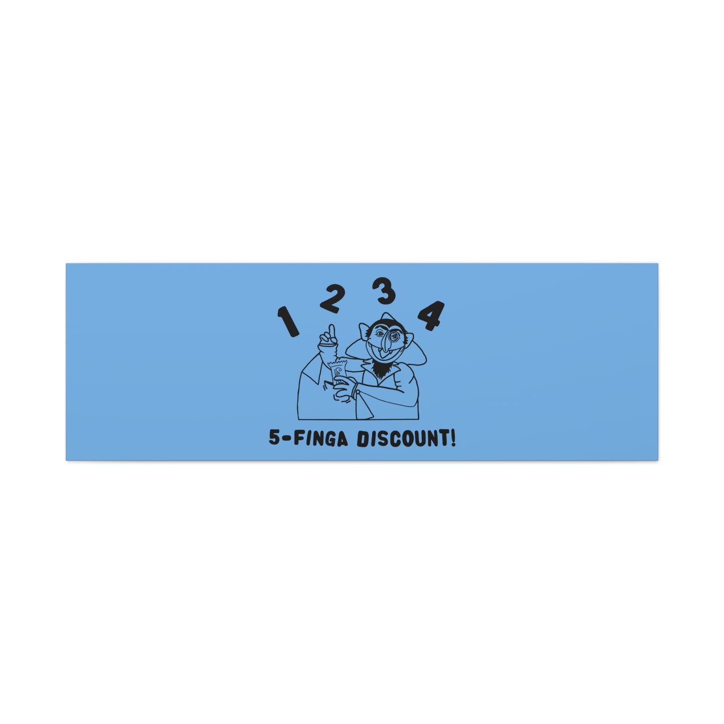 Five Finger Discount Outline Canvas Print Light Blue - Sesame Street The Count Parody Art Print