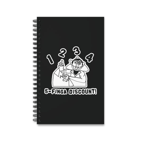 Five Finger Discount Outline Notebook Black - Sesame Street The Count Parody Notebook
