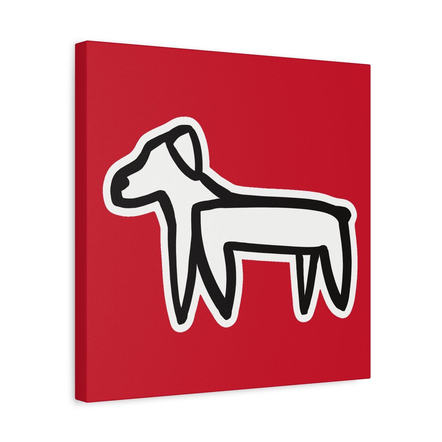 Dog Canvas Print on Red (Sticker Style White Dog) - Dog Art Print