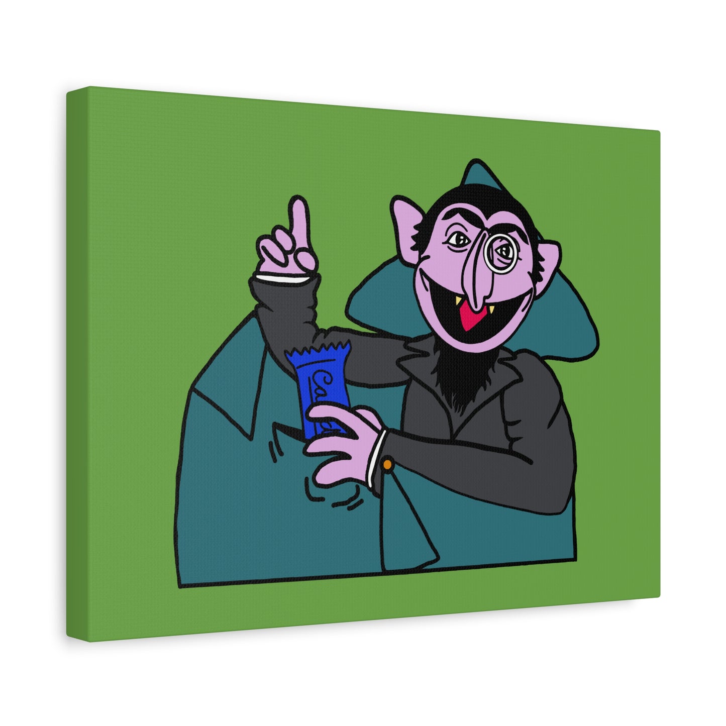 The Count Stealing Candy Canvas Print Green - Sesame Street The Count Parody Art