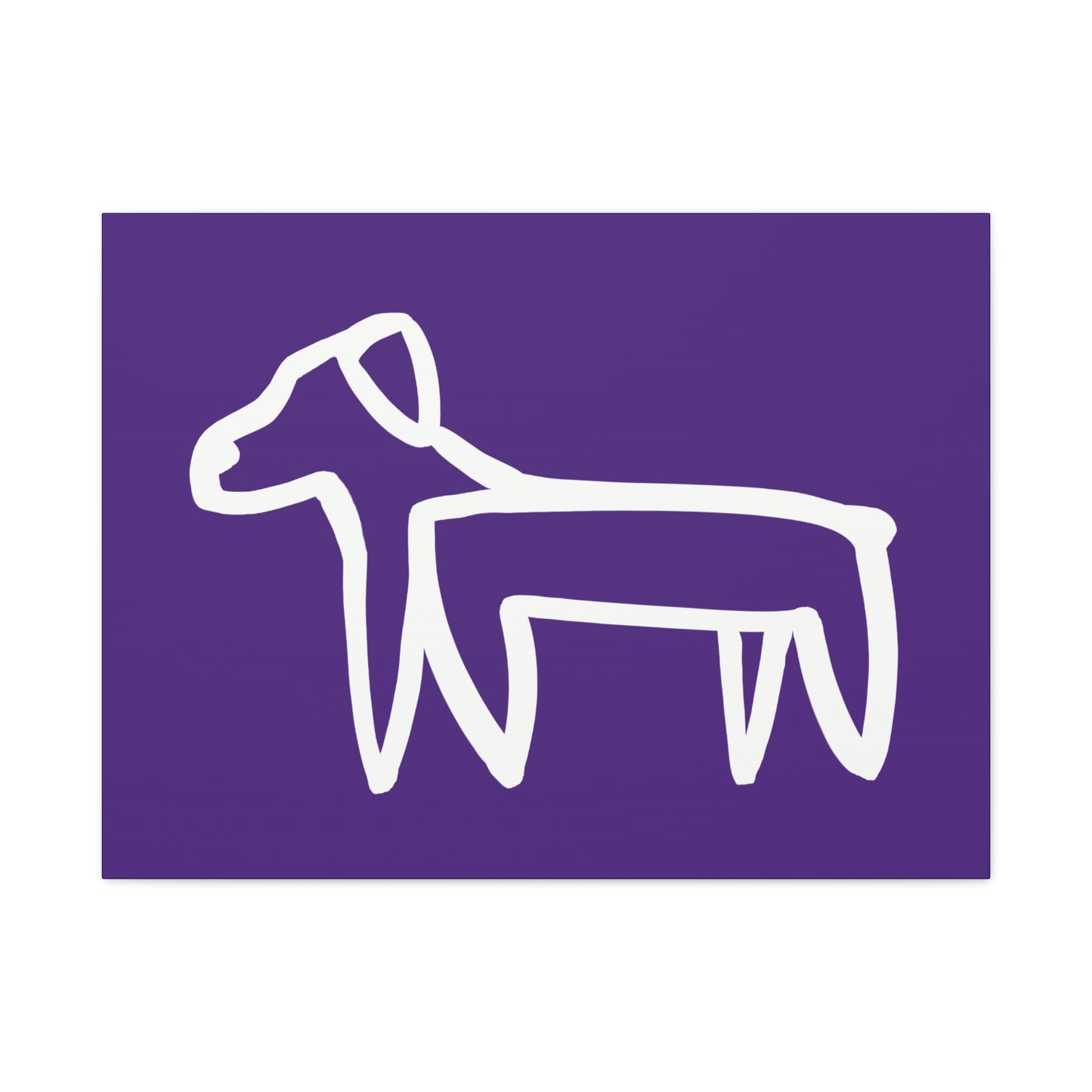 Dog Canvas Print on Purple (Transparent Style White Dog) - Dog Art Print