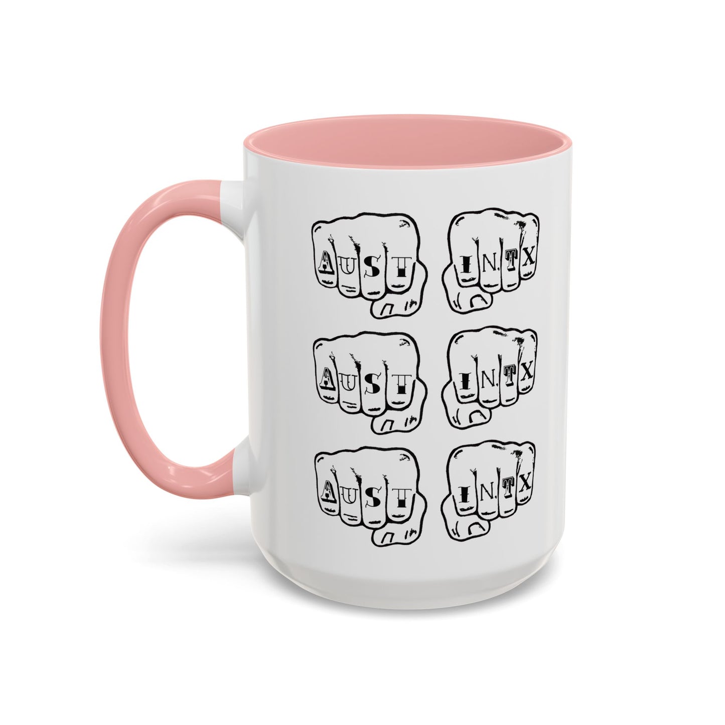Austin Knuckle Tats Tattooed Fists Accent Mug Fists Stack Edition