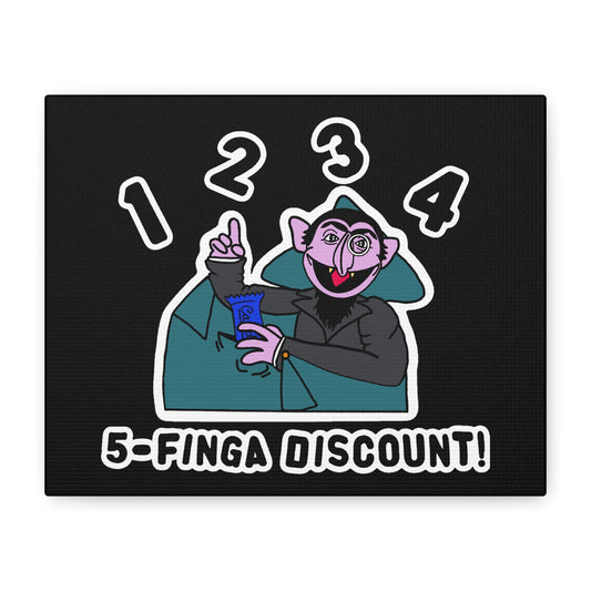 Five Finger Discount Canvas Print Black - Sesame Street The Count Parody Art Print