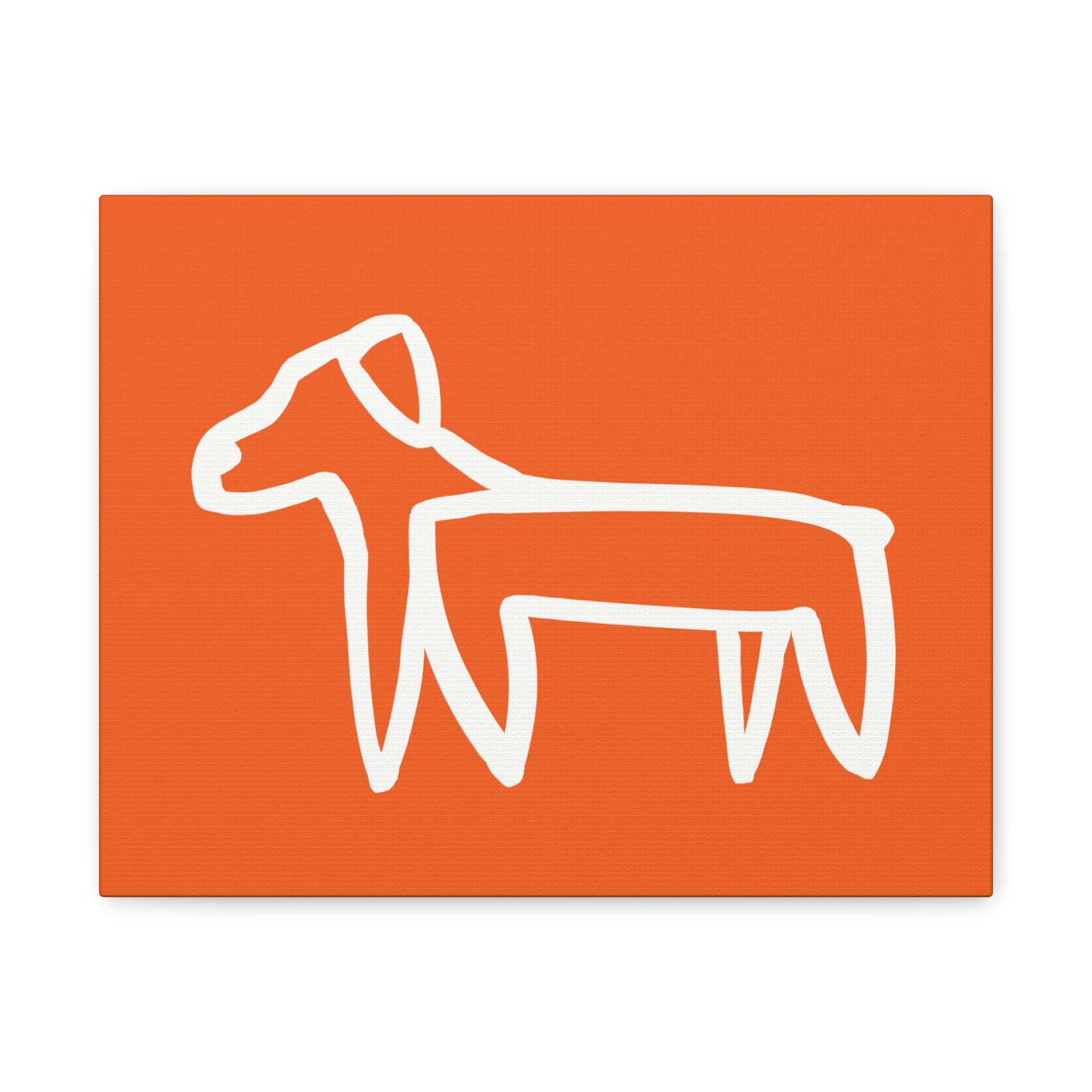 Dog Canvas Print on Orange (Transparent Style White Dog) - Dog Art Print