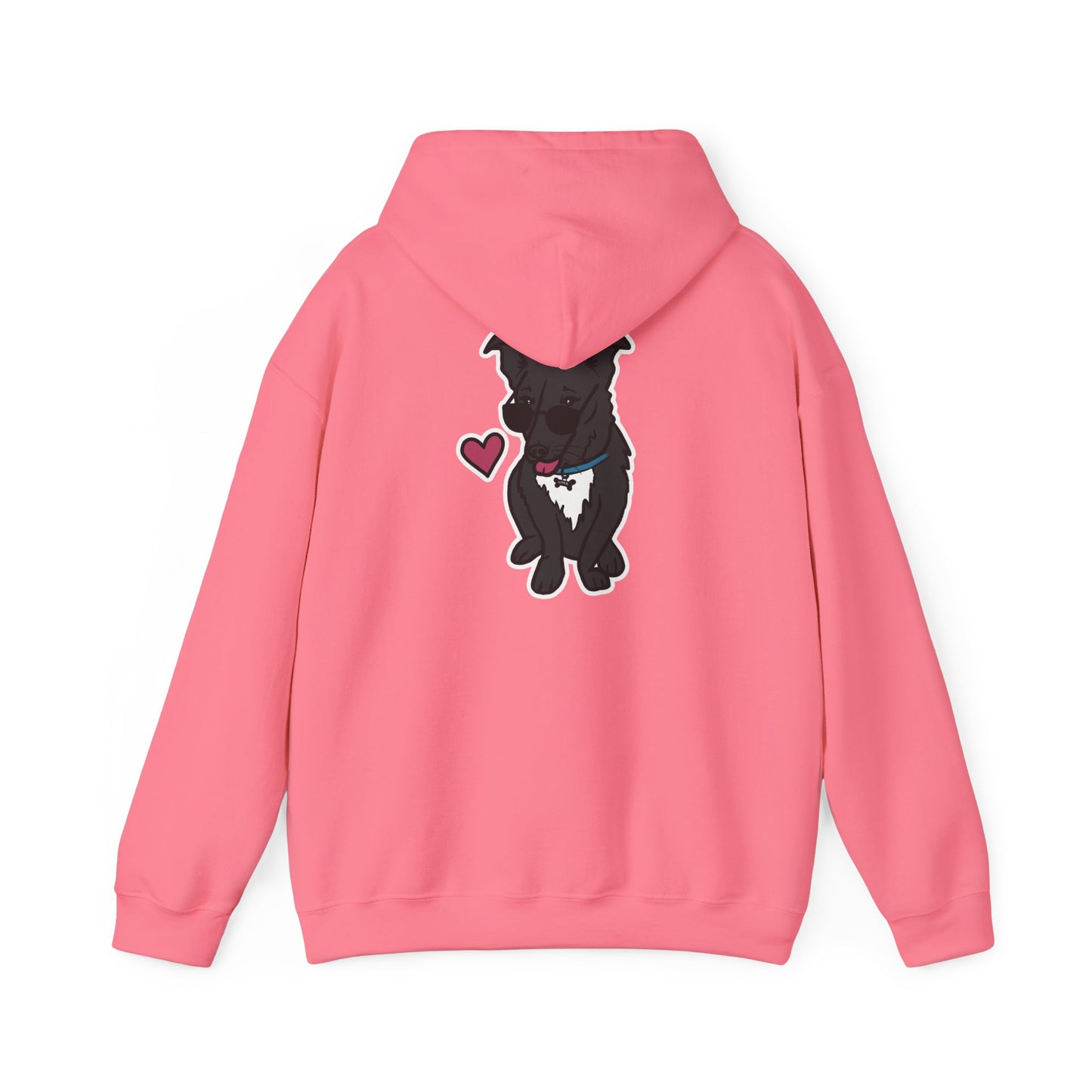 Nora the Dog Heart Hoodie Back Design (Sticker Style Nora) - Nora Hooded Sweatshirt