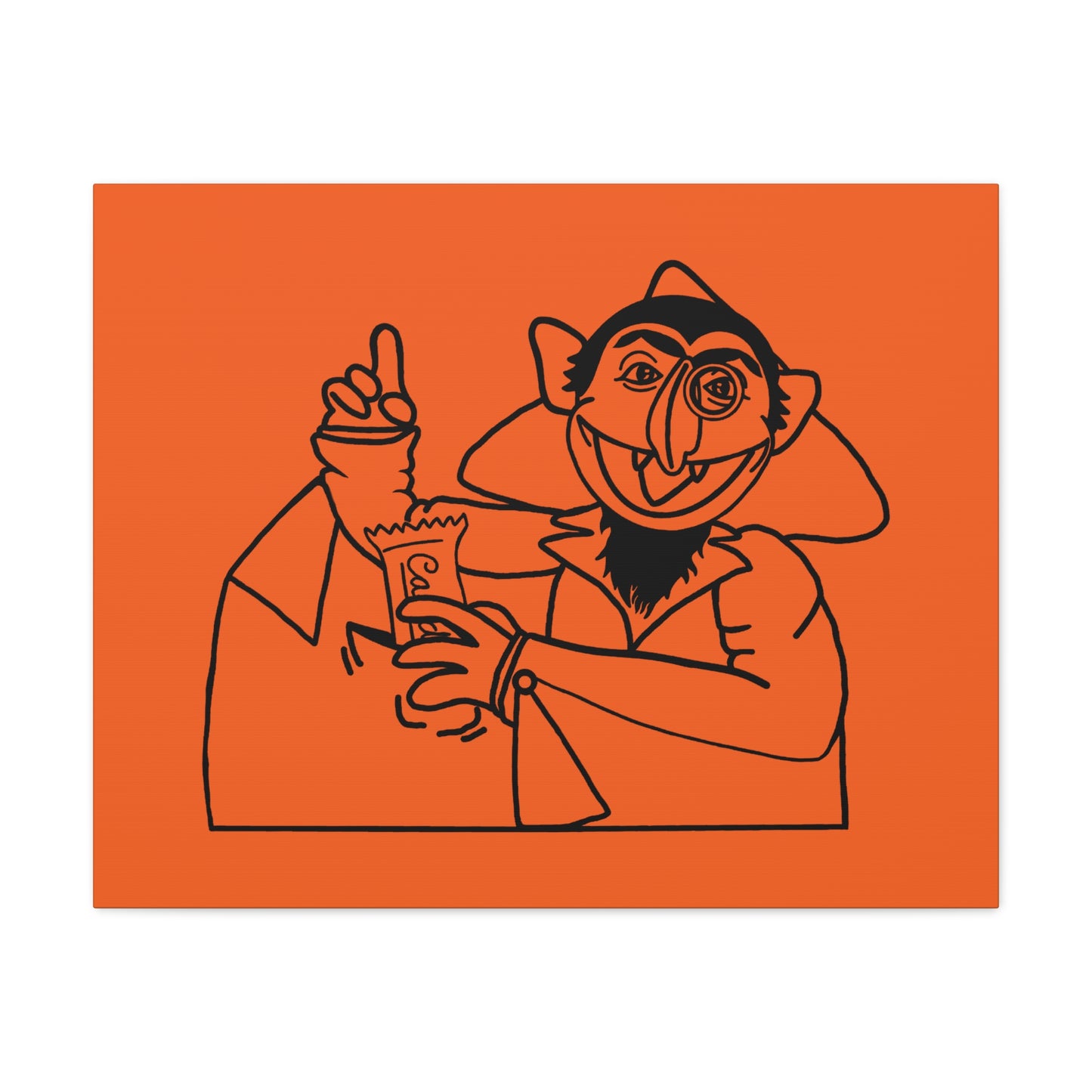 The Count Stealing Candy Outline Canvas Print Orange - Sesame Street The Count Parody Art Print