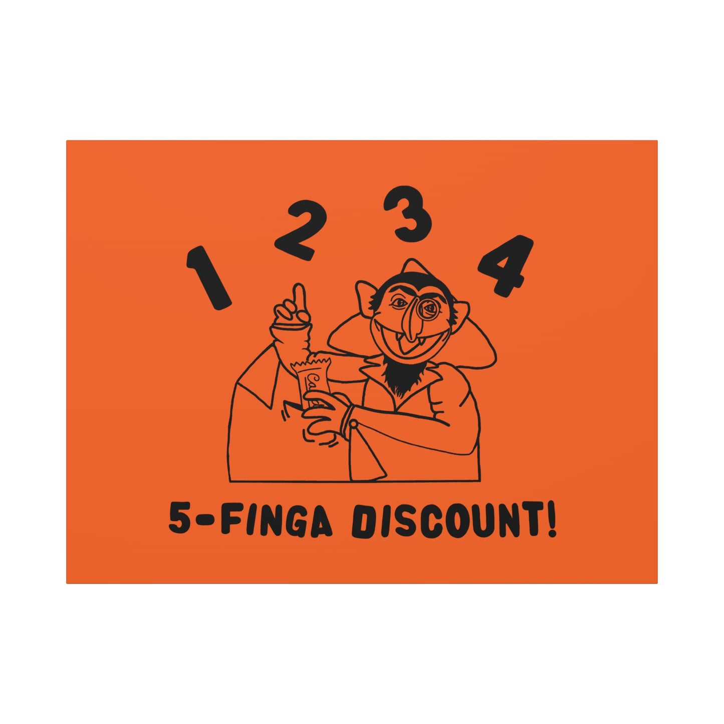 Five Finger Discount Outline Canvas Print Orange - Sesame Street The Count Parody Art Print