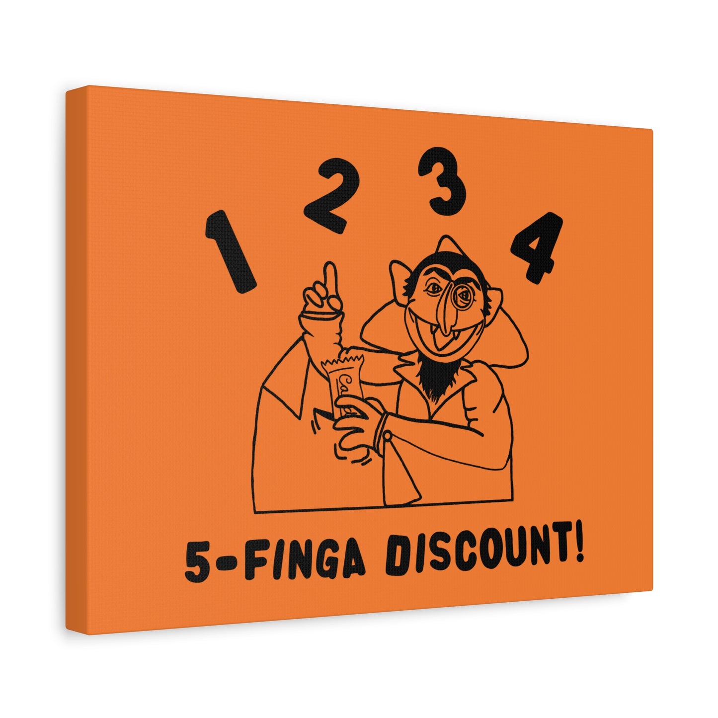 Five Finger Discount Outline Canvas Print Light Orange - Sesame Street The Count Parody Art Print