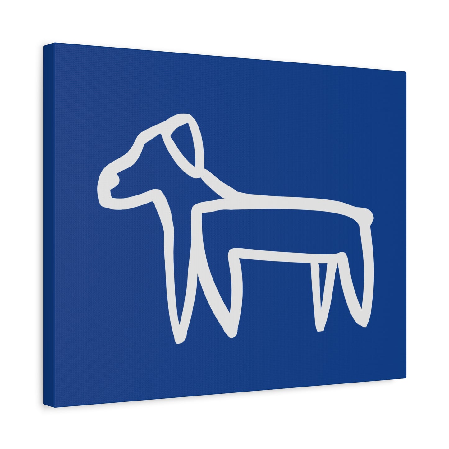 Dog Canvas Print on Blue (Transparent Style White Dog) - Dog Art Print
