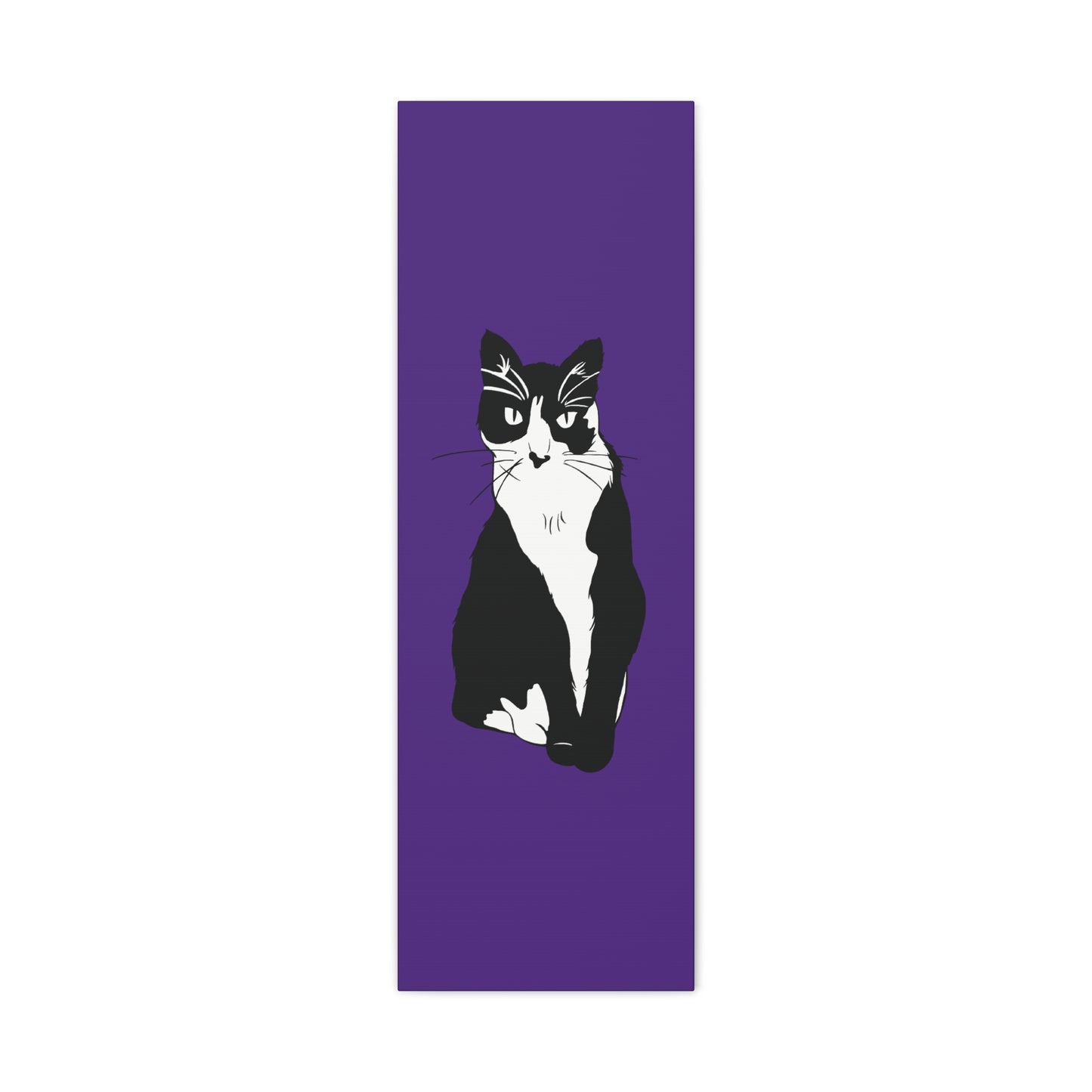 Cat Canvas on Purple (B&W Style Cat) - Cat Drawing Art