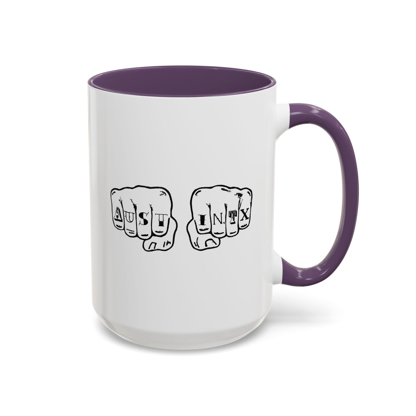 Austin Knuckle Tats Tattooed Fists Accent Mug