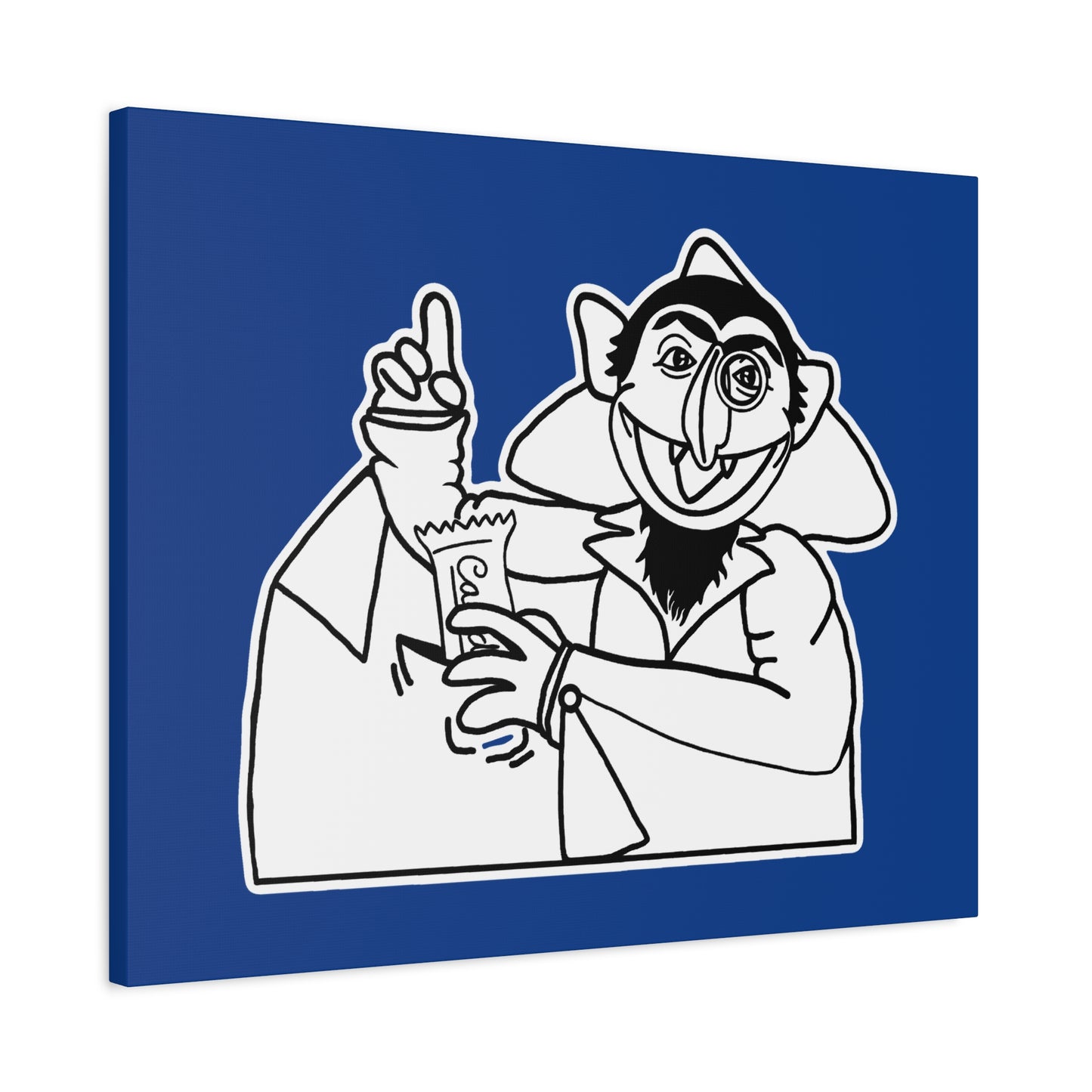 The Count Stealing Candy Outline Canvas Print Dark Blue - Sesame Street The Count Parody Art