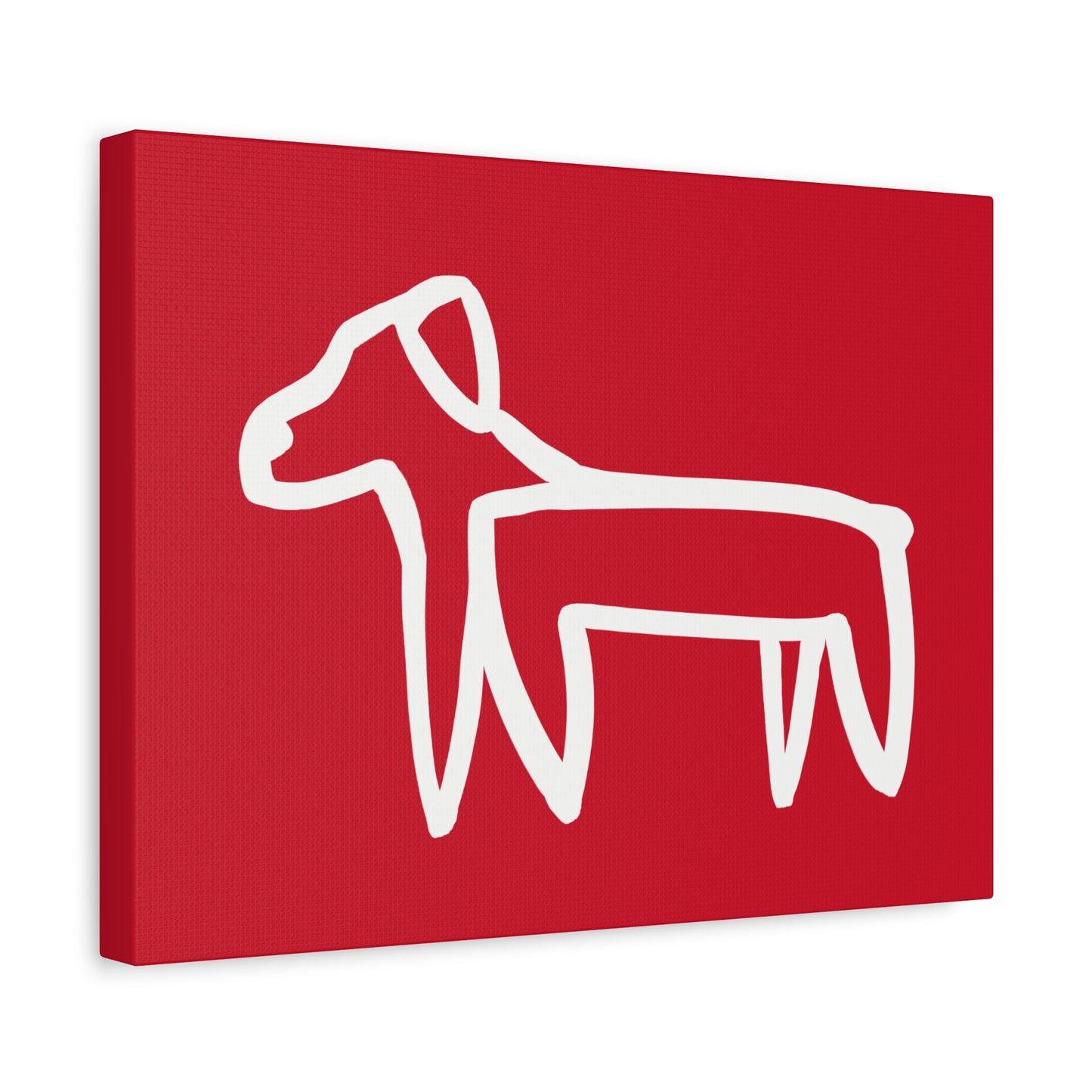 Dog Canvas Print on Red (Transparent Style White Dog) - Dog Art Print