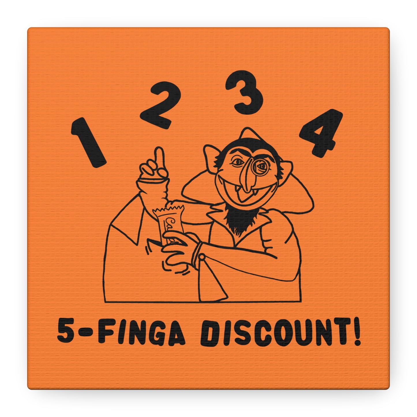 Five Finger Discount Outline Canvas Print Light Orange - Sesame Street The Count Parody Art Print