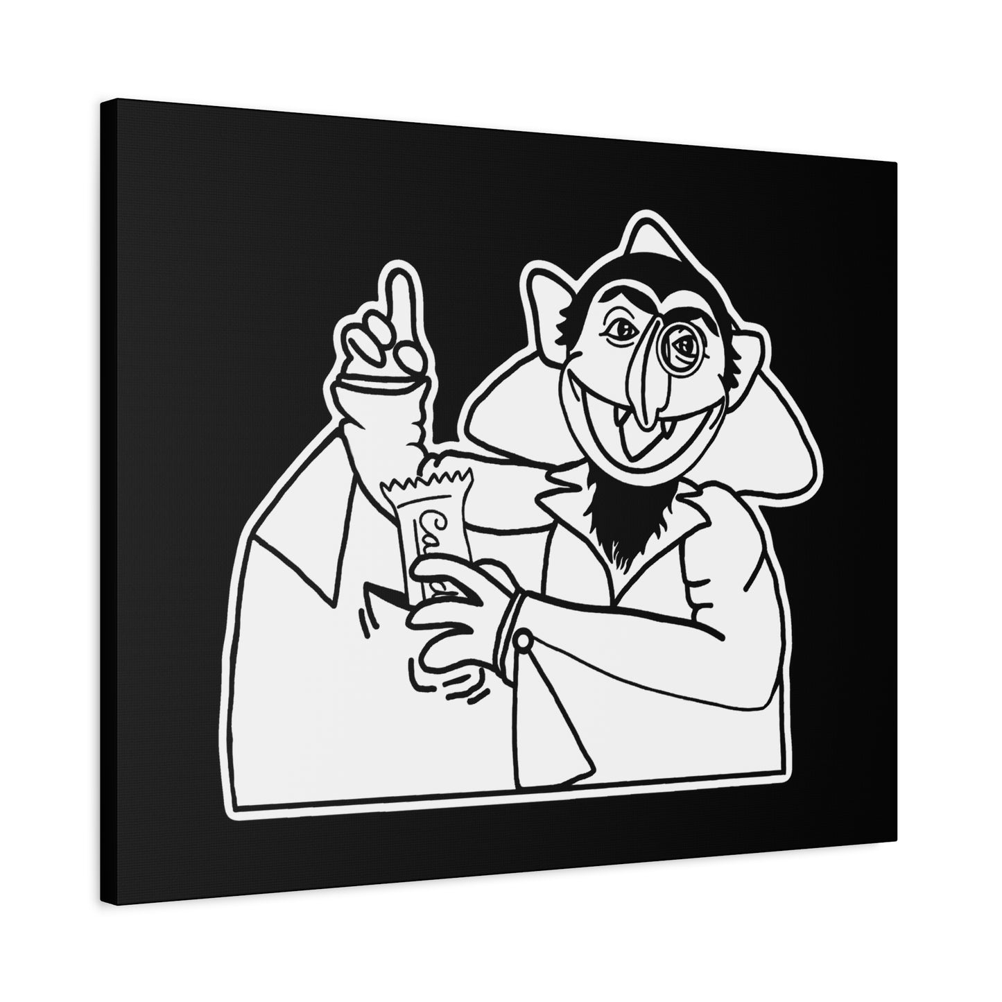 The Count Stealing Candy Outline Canvas Print Black - Sesame Street The Count Parody Canvas Art