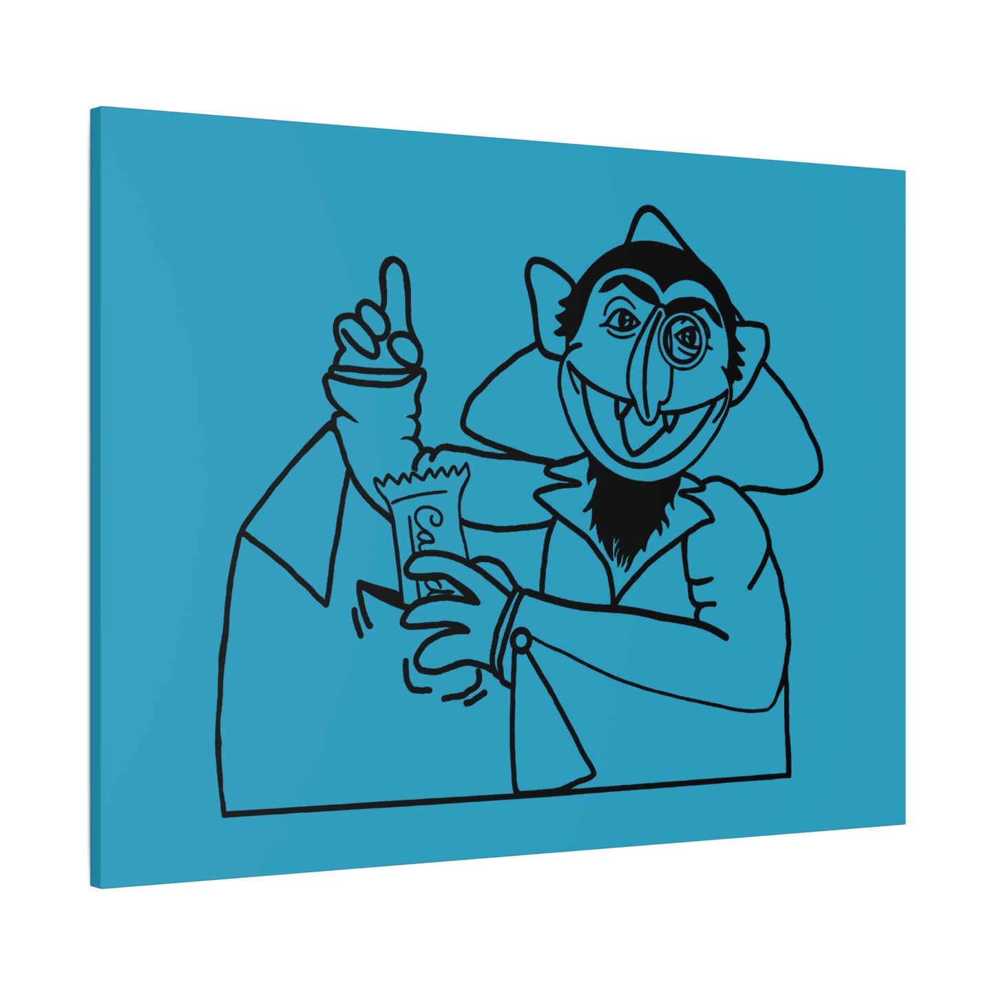 The Count Stealing Candy Outline Canvas Print Turquoise - Sesame Street The Count Art Print