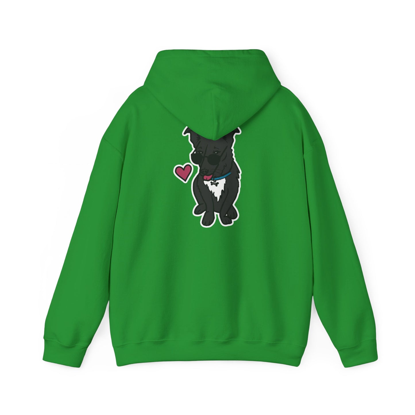 Nora the Dog Heart Hoodie Back Design (Sticker Style Nora) - Nora Hooded Sweatshirt