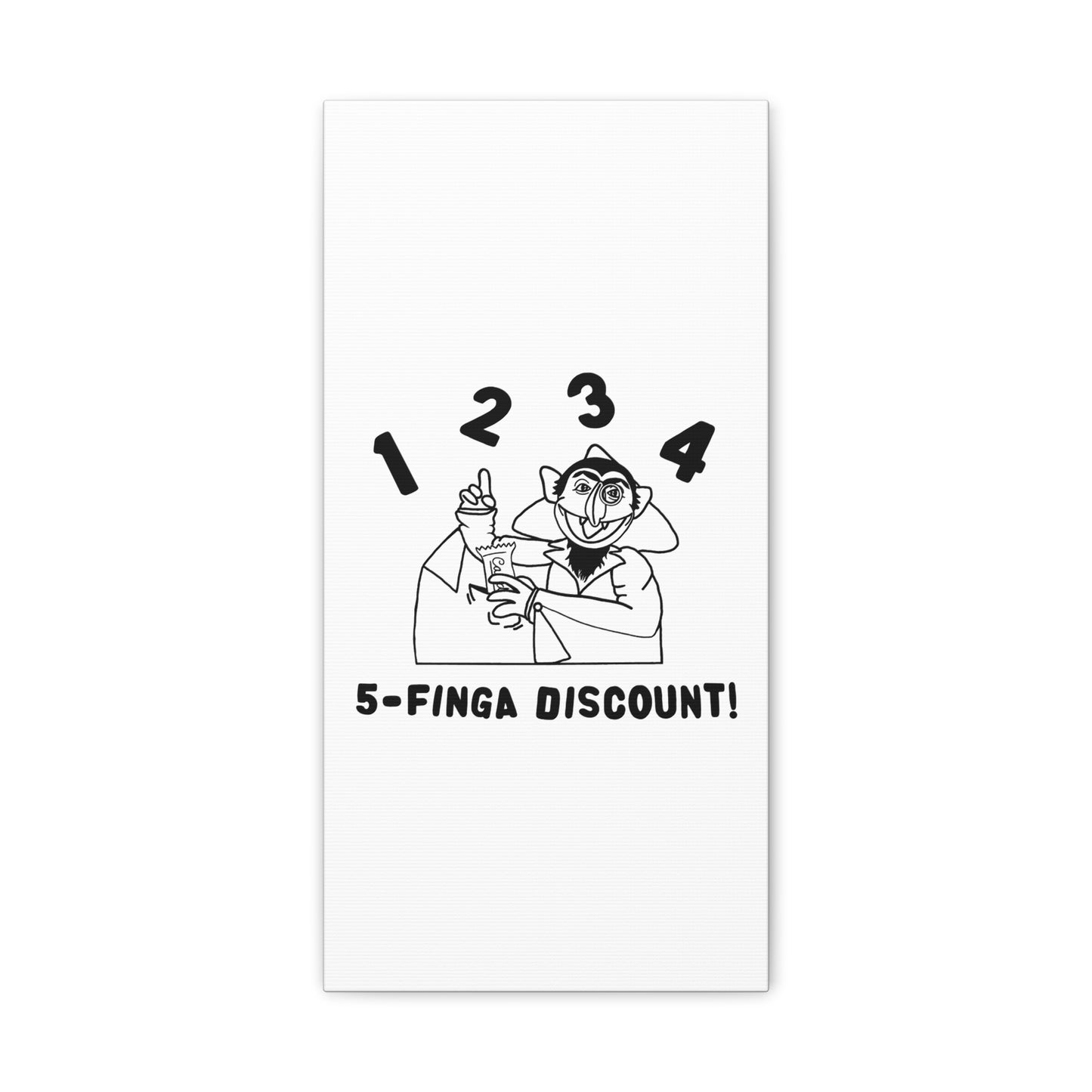 Five Finger Discount Outline Canvas Print White - Sesame Street The Count Parody Art Print