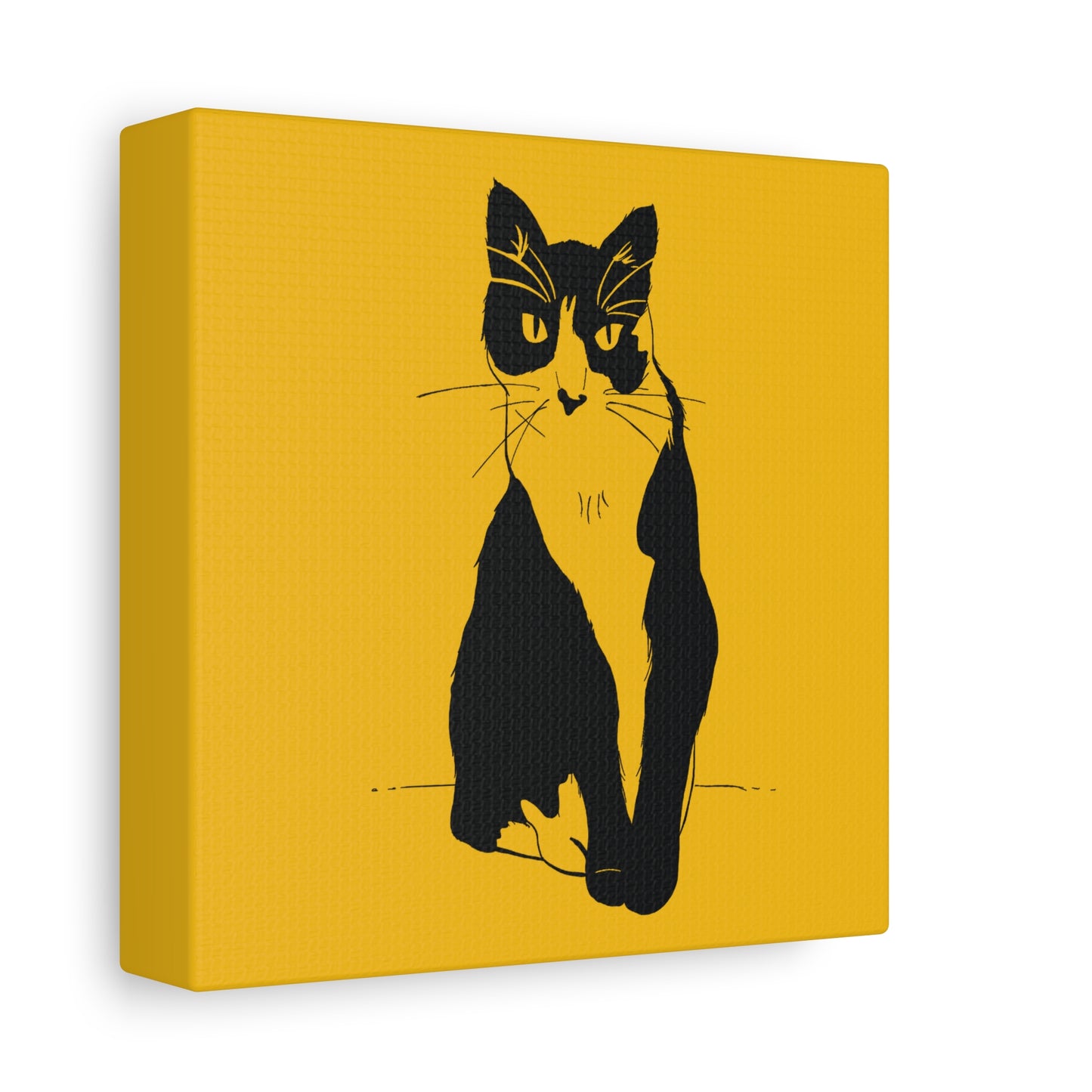 Cat Canvas Print on Yellow (Transparent Style Cat) - Cat Drawing Art