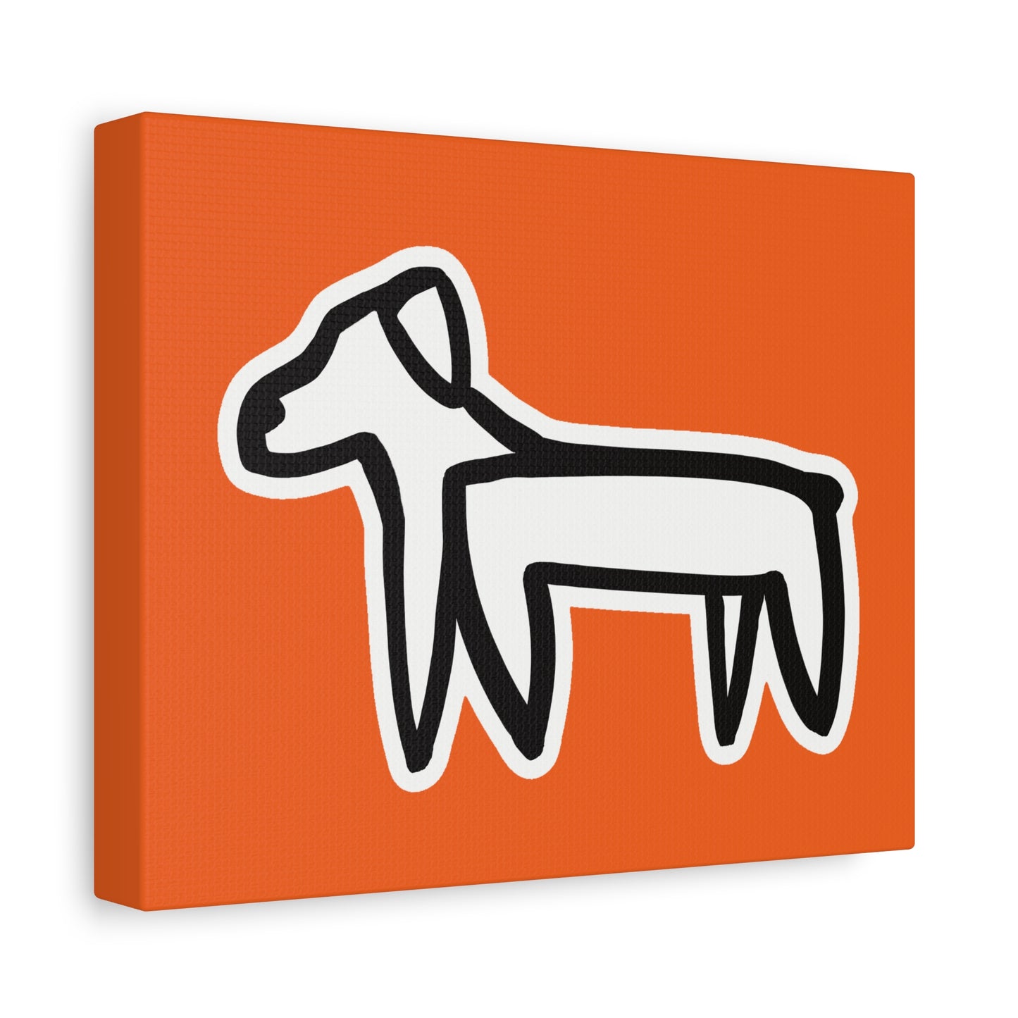 Dog Canvas Print on Orange (Sticker Style White Dog) - Dog Art Print