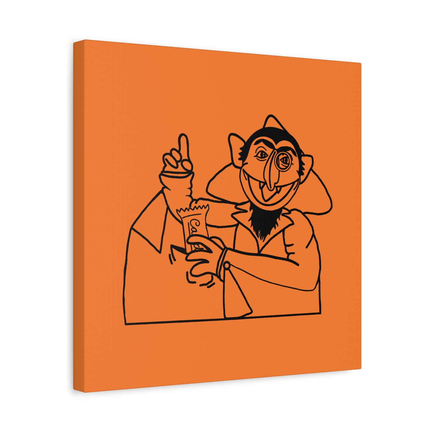 The Count Stealing Candy Outline Canvas Print Light Orange - Sesame Street The Count Parody Art