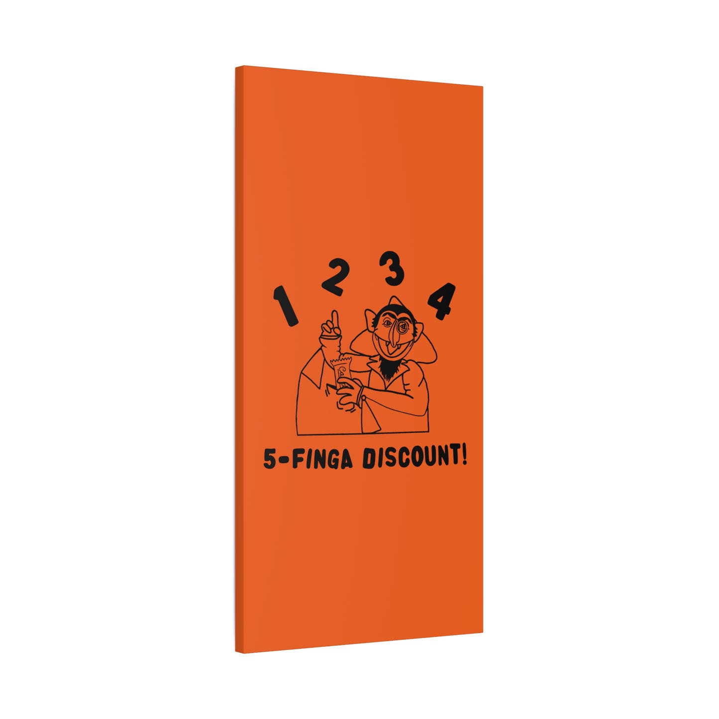 Five Finger Discount Outline Canvas Print Orange - Sesame Street The Count Parody Art Print