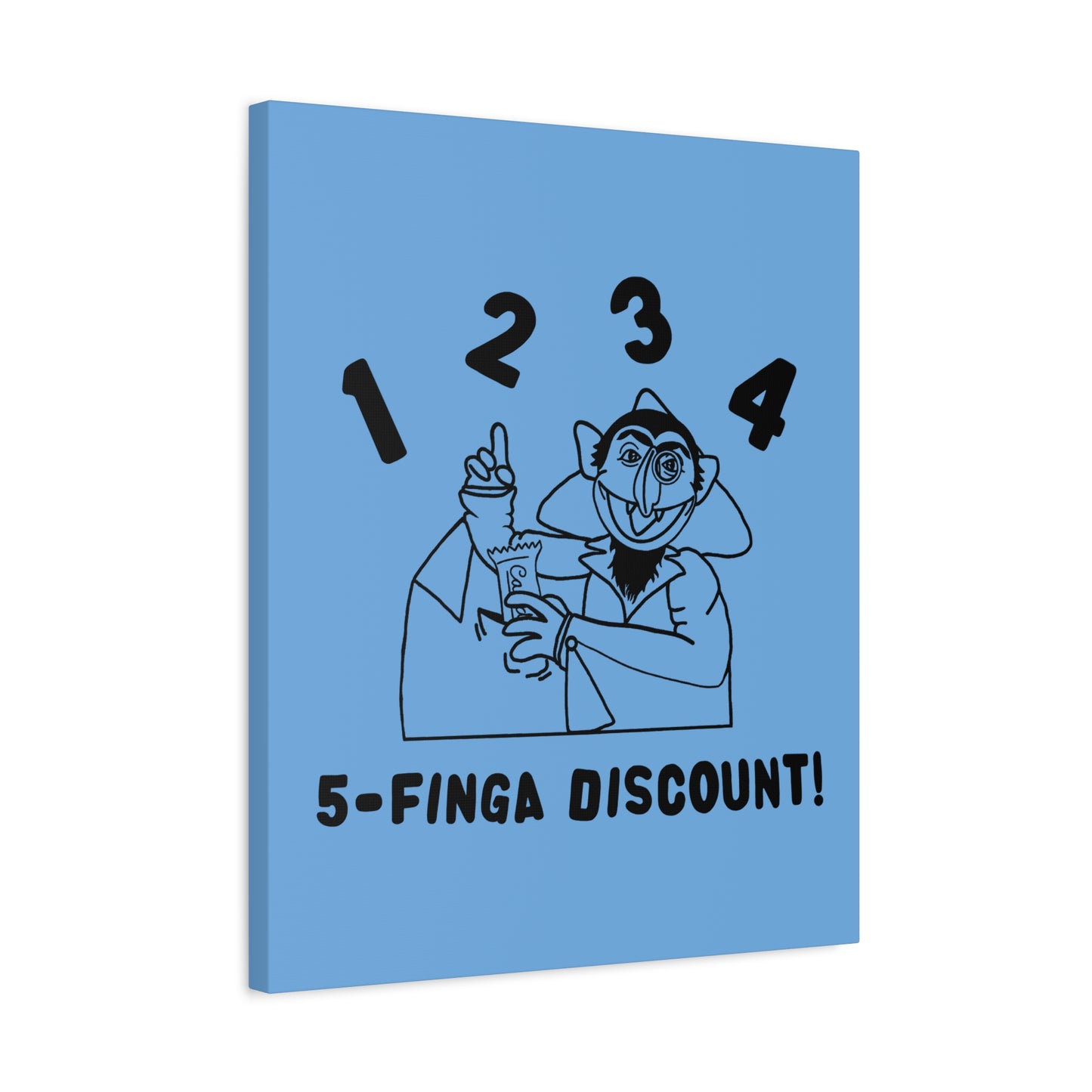 Five Finger Discount Outline Canvas Print Light Blue - Sesame Street The Count Parody Art Print