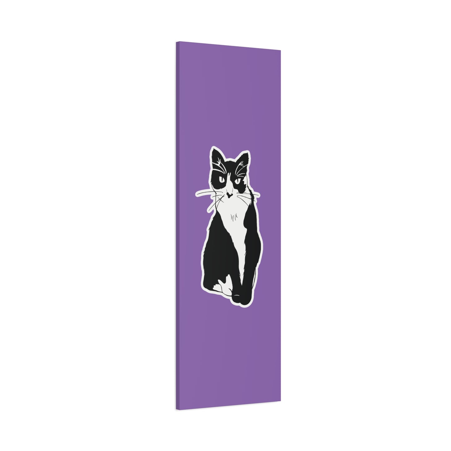 Cat Canvas on Light Purple (Sticker Style Cat) - Cat Drawing Art