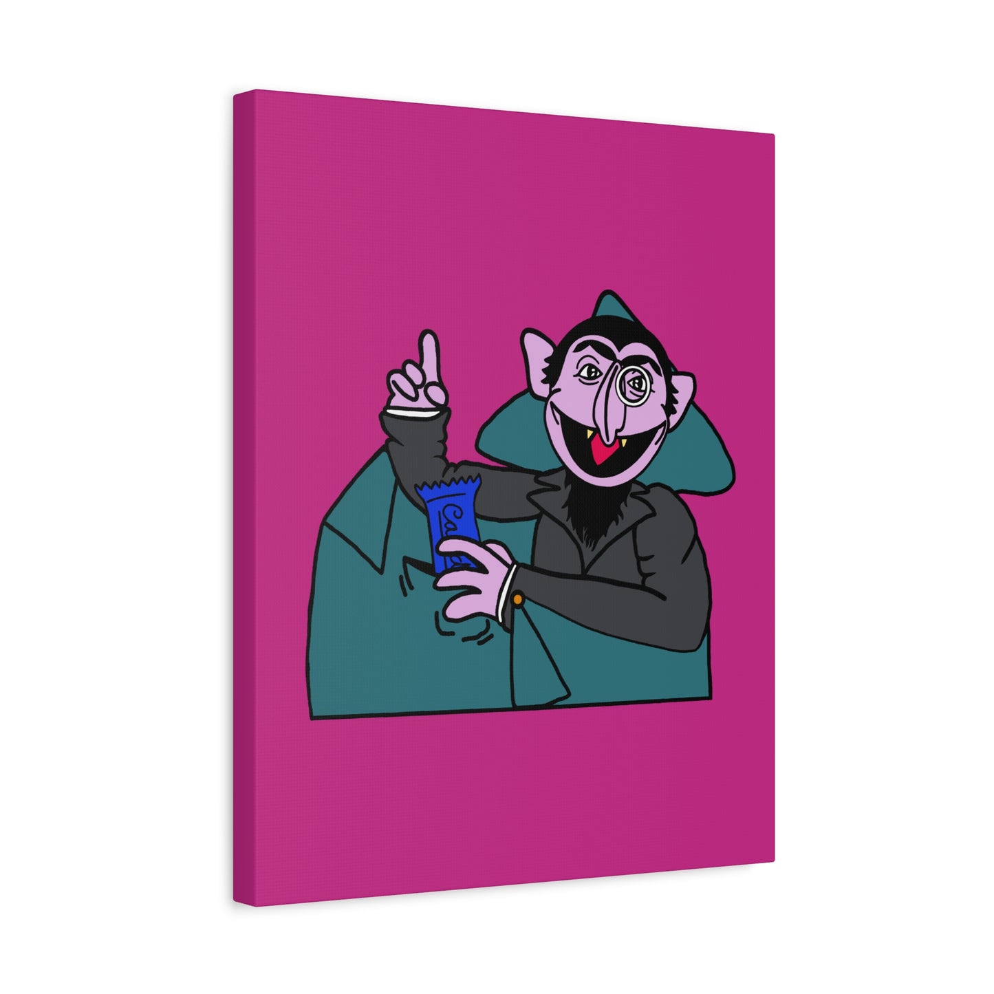 The Count Stealing Candy Canvas Print Pink - Sesame Street The Count Parody Art