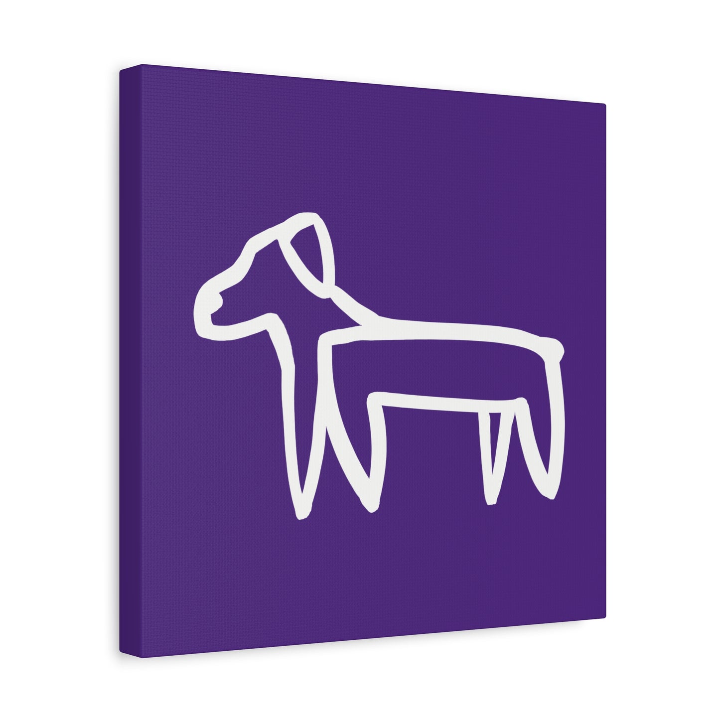 Dog Canvas Print on Purple (Transparent Style White Dog) - Dog Art Print