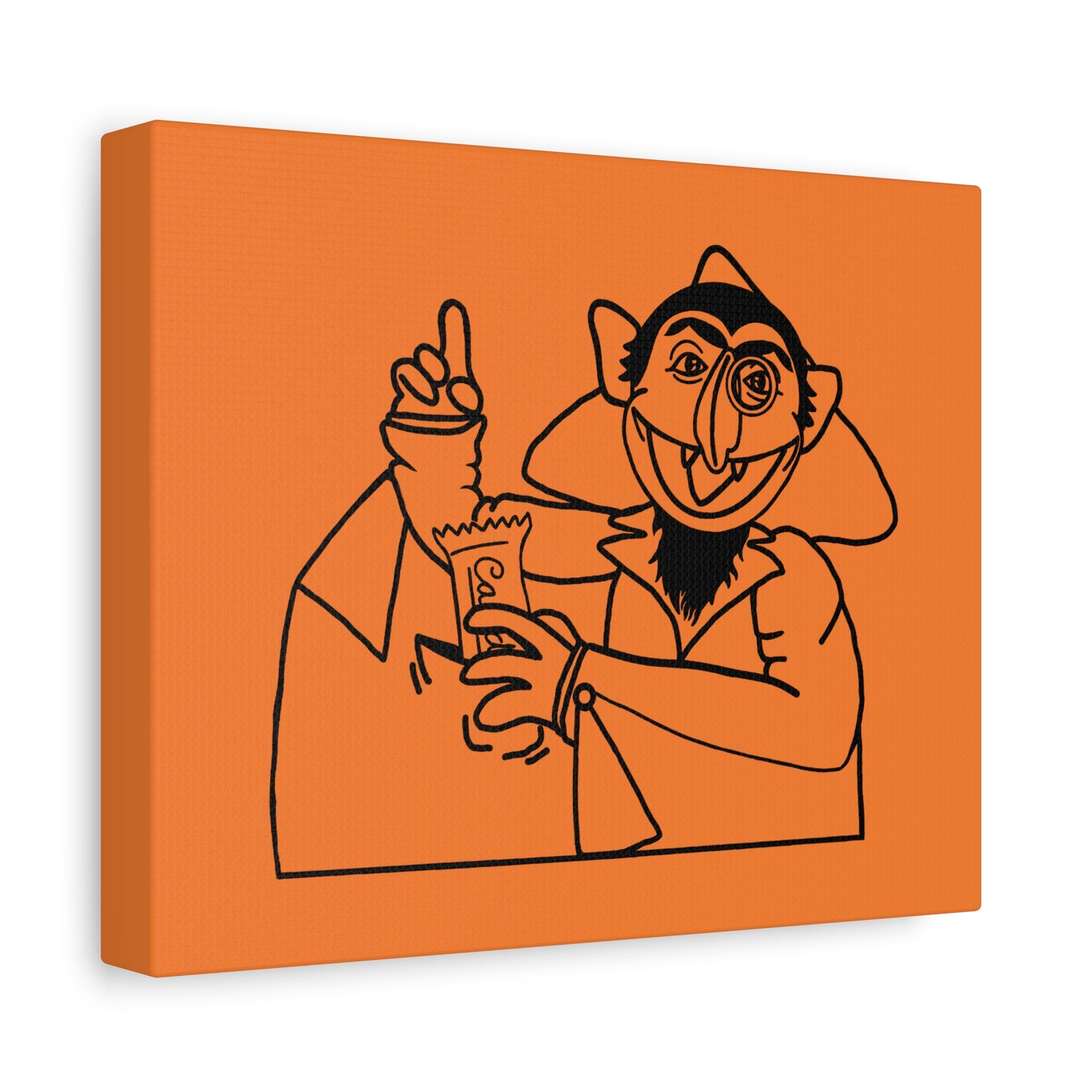The Count Stealing Candy Outline Canvas Print Light Orange - Sesame Street The Count Parody Art