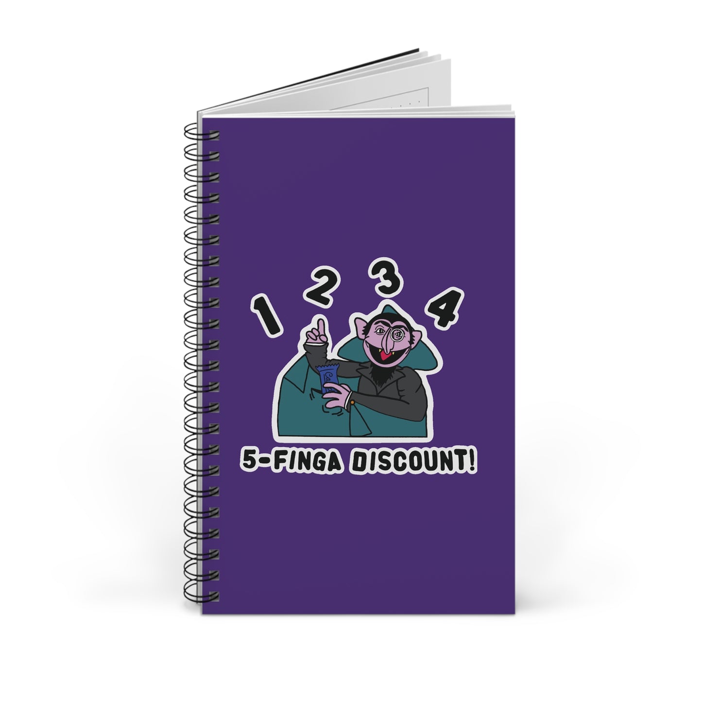 Five Finger Discount Notebook Purple - Sesame Street The Count Parody Spiral Notebook
