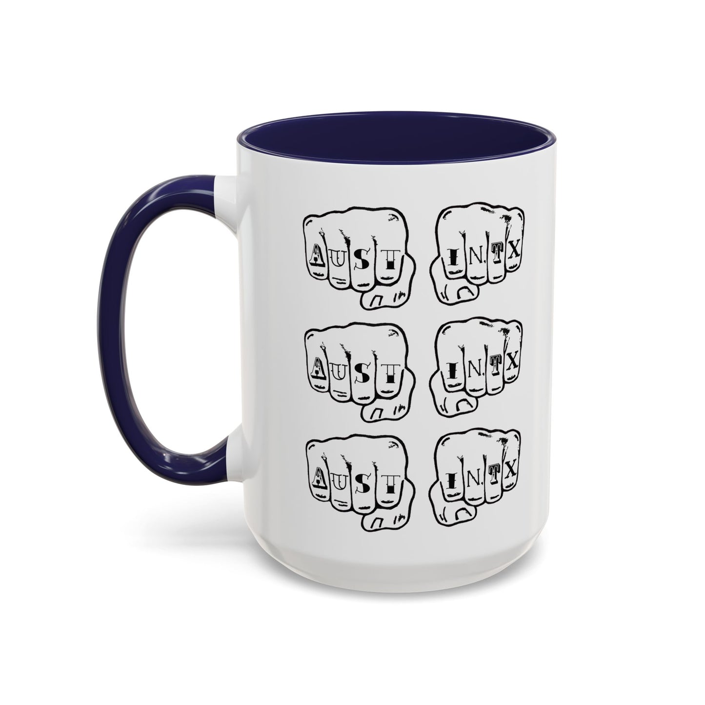 Austin Knuckle Tats Tattooed Fists Accent Mug Fists Stack Edition