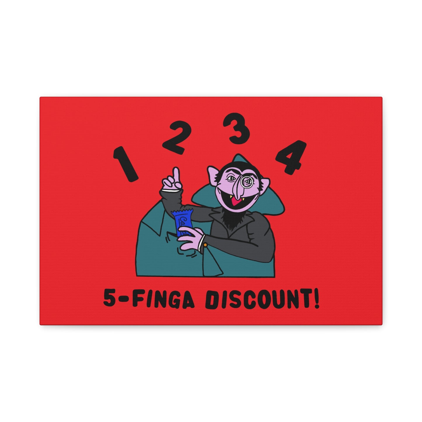 Five Finger Discount Canvas Print Red - Sesame Street The Count Parody Art Print