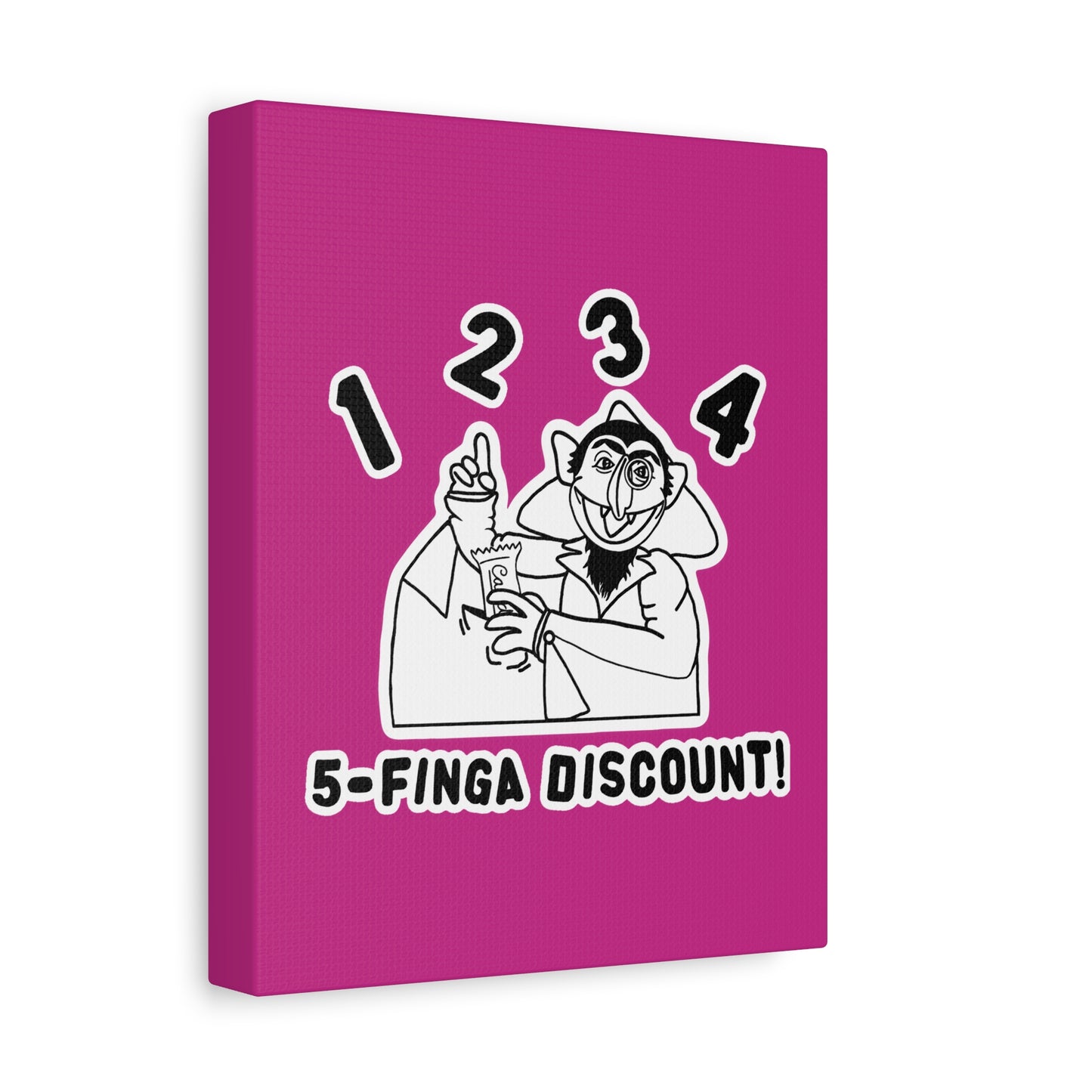 Five Finger Discount Outline Canvas Print Pink - Sesame Street The Count Parody Art Print