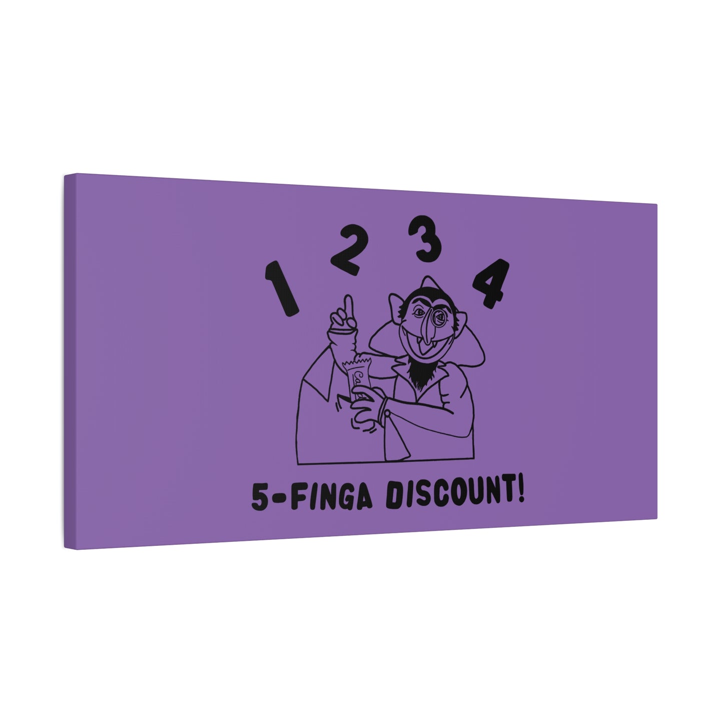 Five Finger Discount Outline Canvas Print Light Purple - Sesame Street The Count Parody Art Print