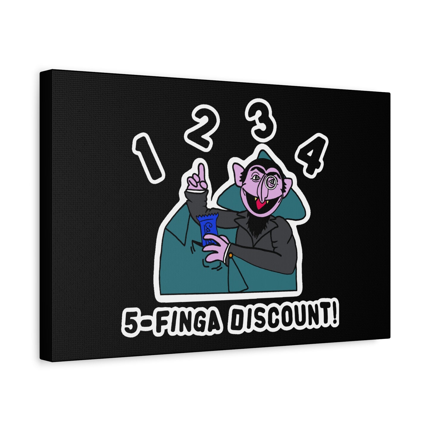Five Finger Discount Canvas Print Black - Sesame Street The Count Parody Art Print
