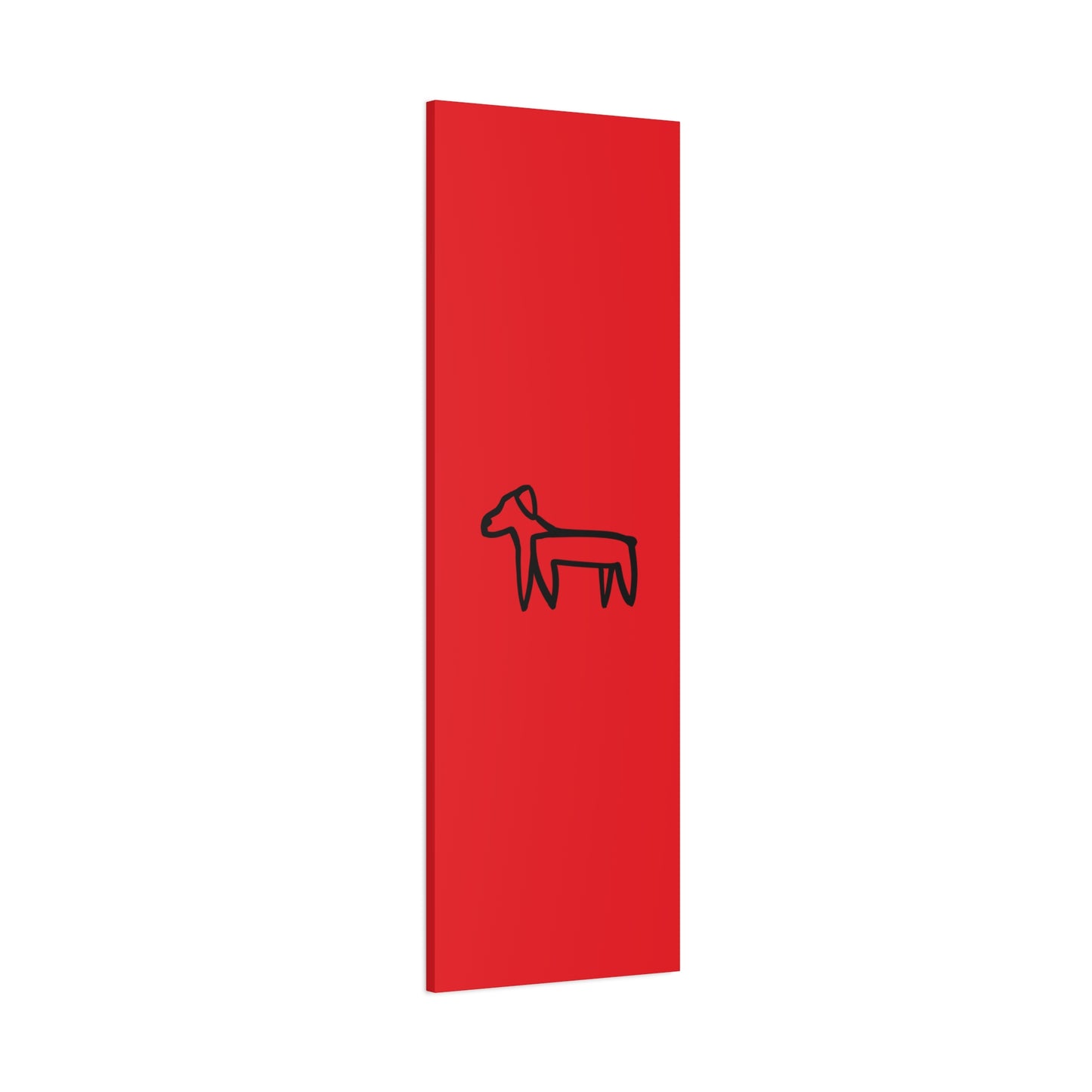 Dog Canvas Print on Red (Transparent Style Black Dog) - Dog Drawing Canvas