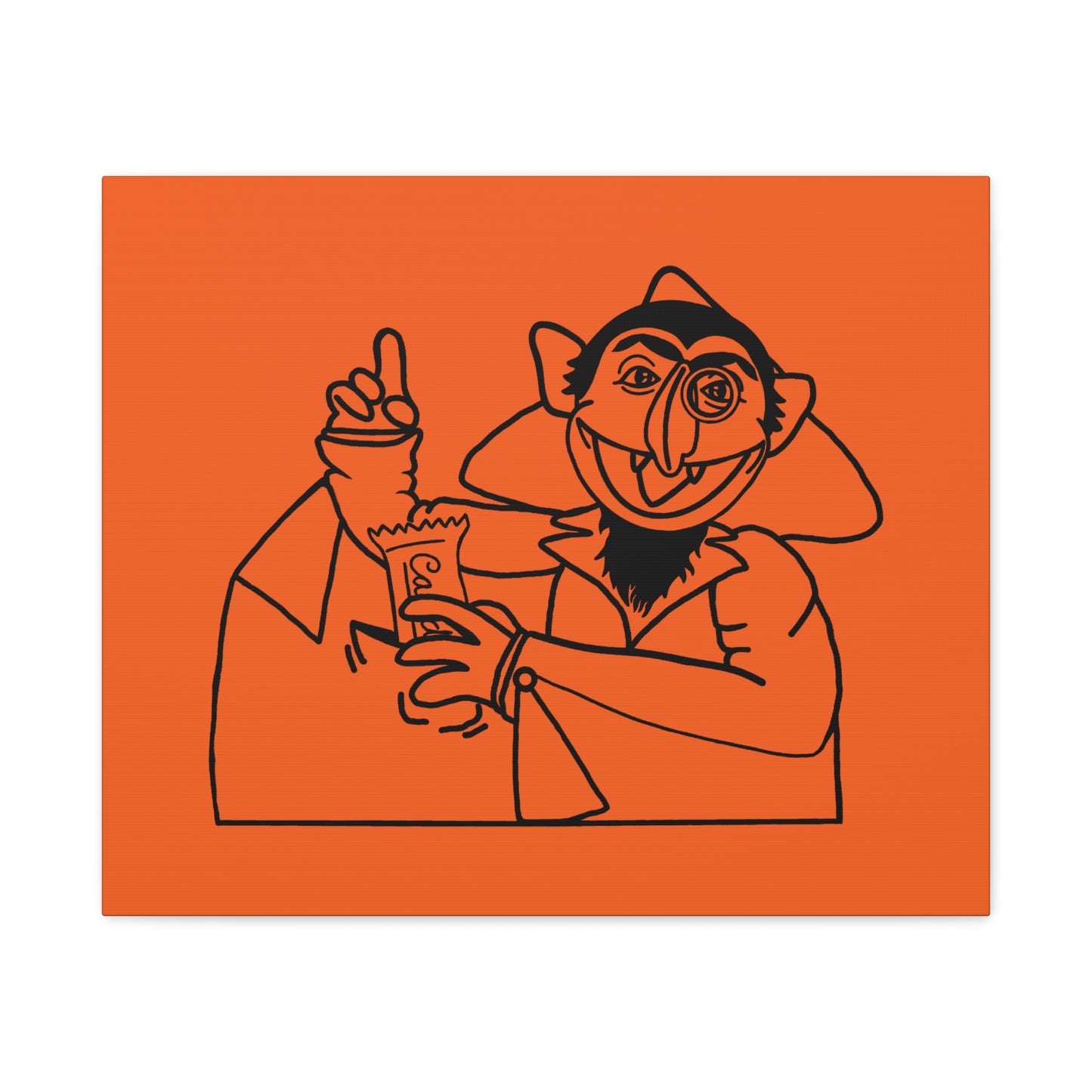 The Count Stealing Candy Outline Canvas Print Orange - Sesame Street The Count Parody Art Print