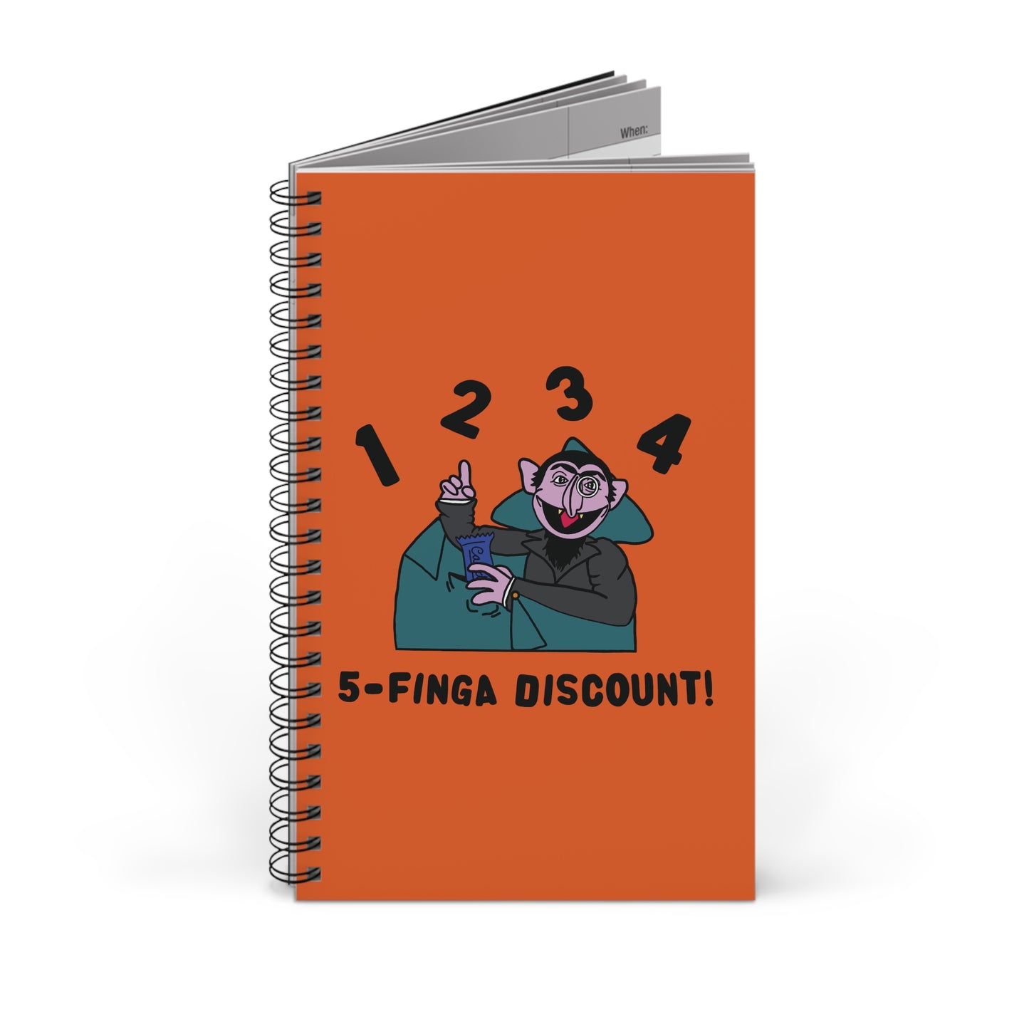 Five Finger Discount Notebook Orange - Sesame Street The Count Parody Notebook