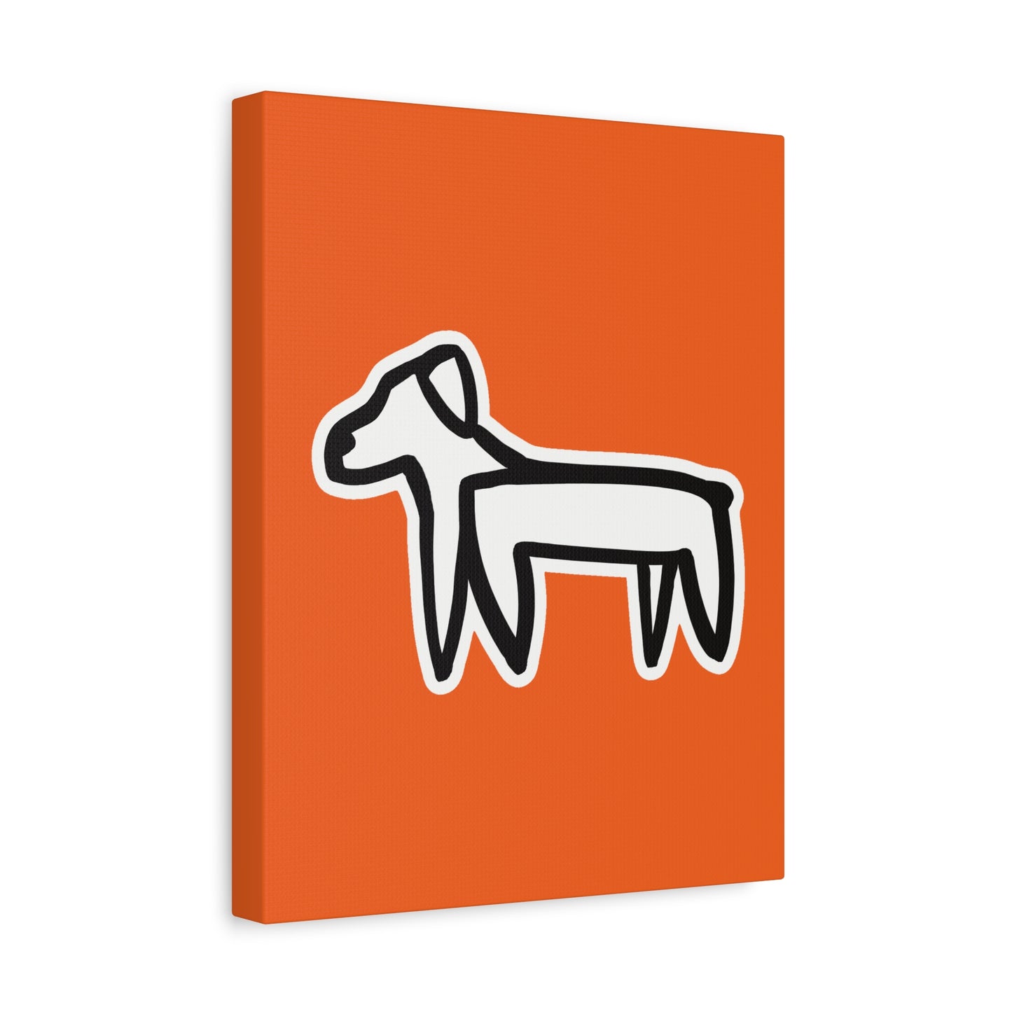 Dog Canvas Print on Orange (Sticker Style White Dog) - Dog Art Print