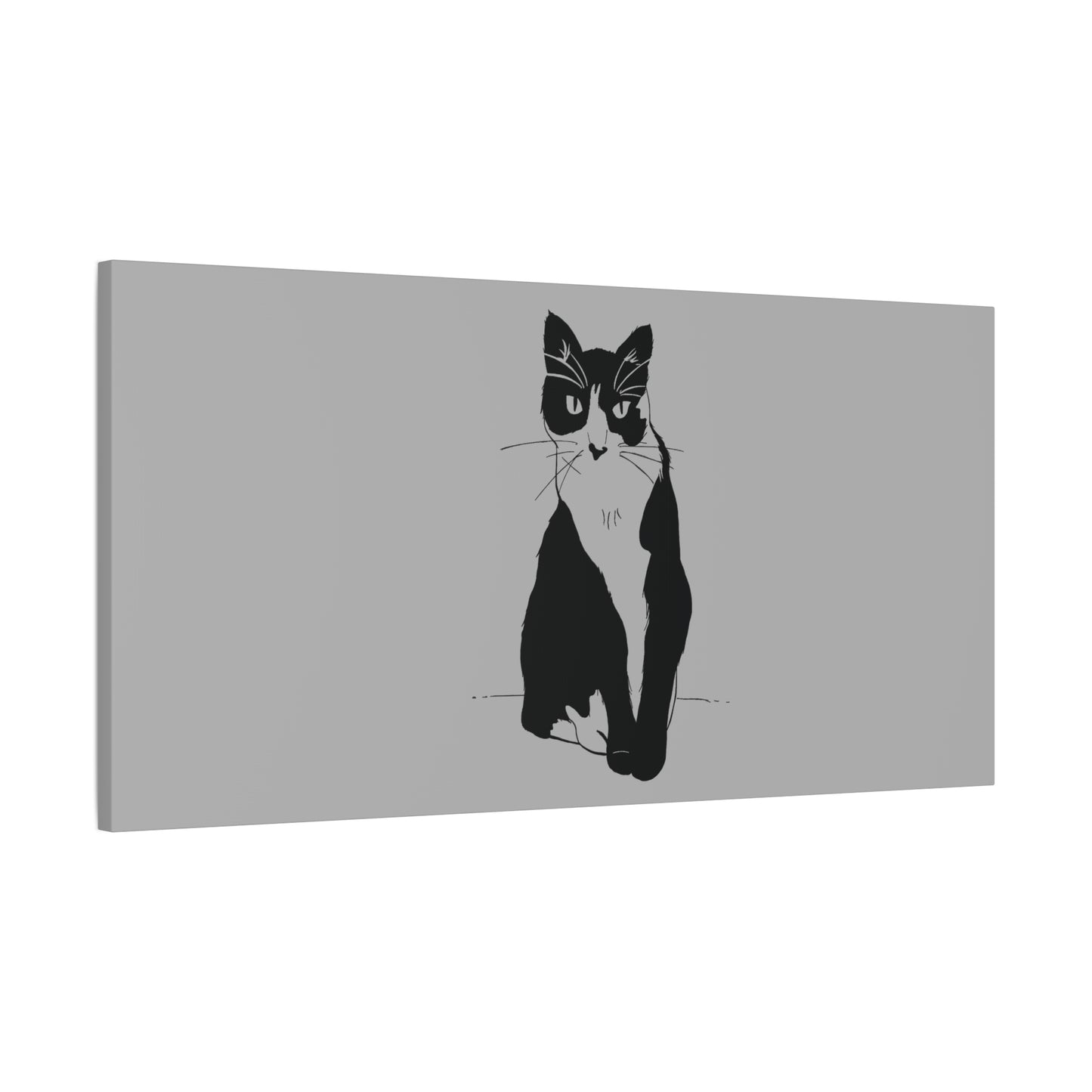 Cat Canvas Print on Grey (Transparent Style Cat) - Cat Drawing Art