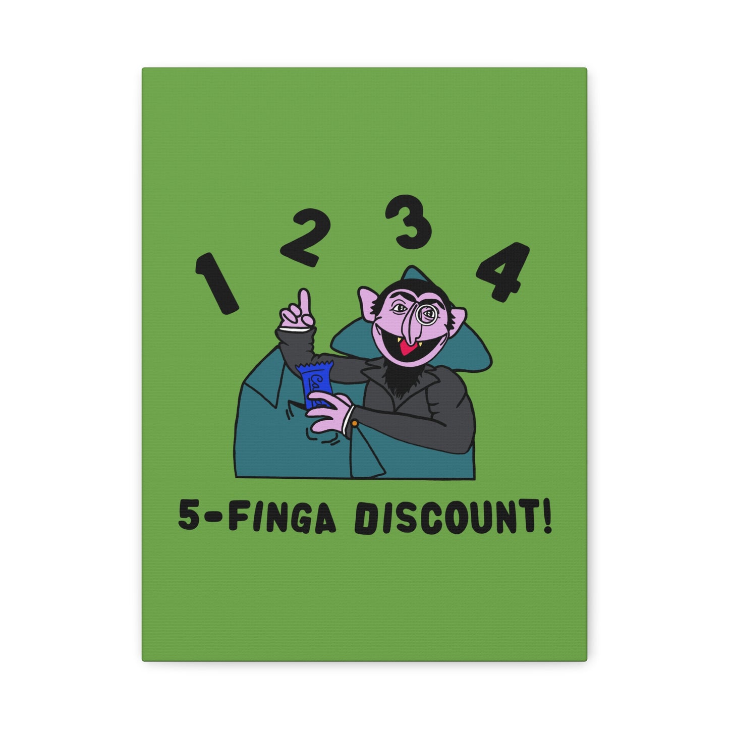 Five Finger Discount Canvas Print Green - Sesame Street The Count Parody Art Print