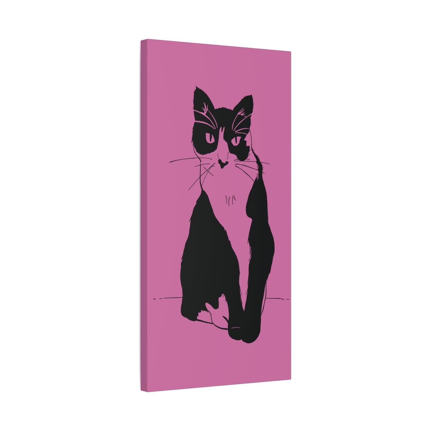 Cat Canvas Print on Pink (Transparent Style Cat) - Cat Drawing Art
