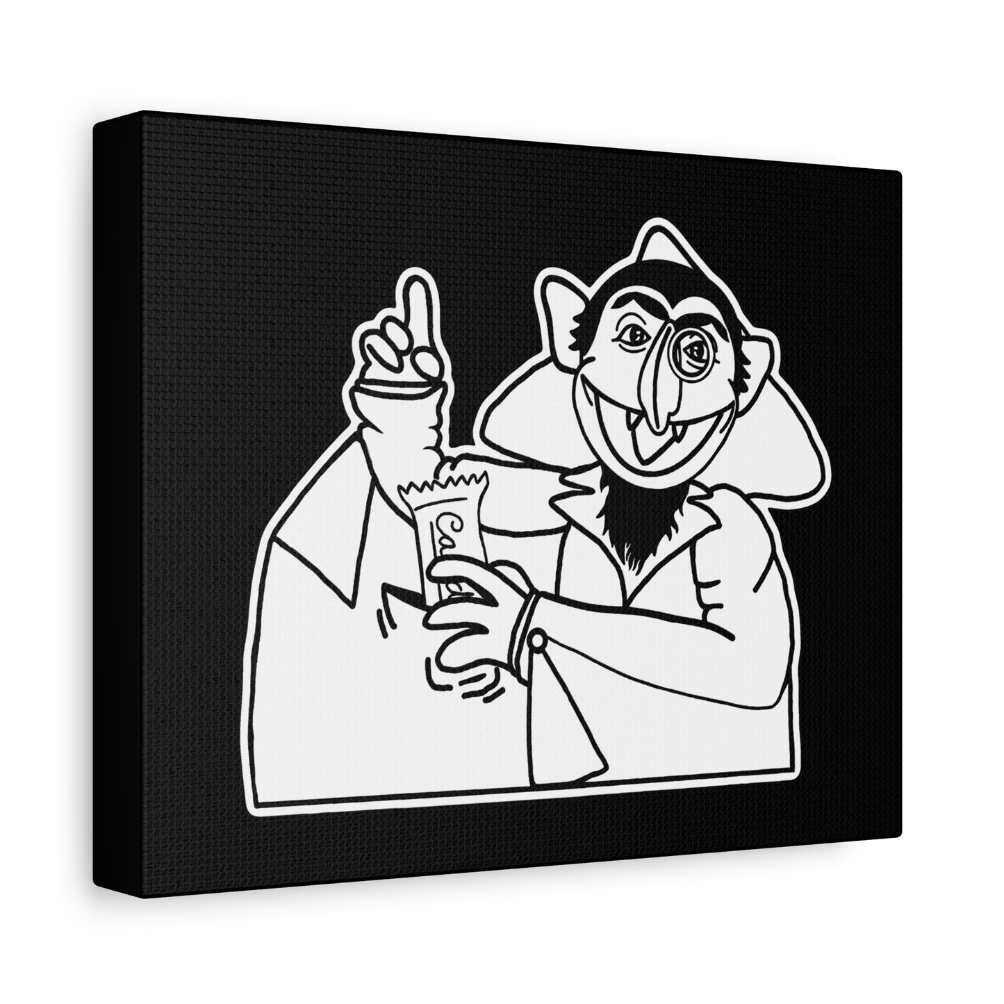 The Count Stealing Candy Outline Canvas Print Black - Sesame Street The Count Parody Canvas Art