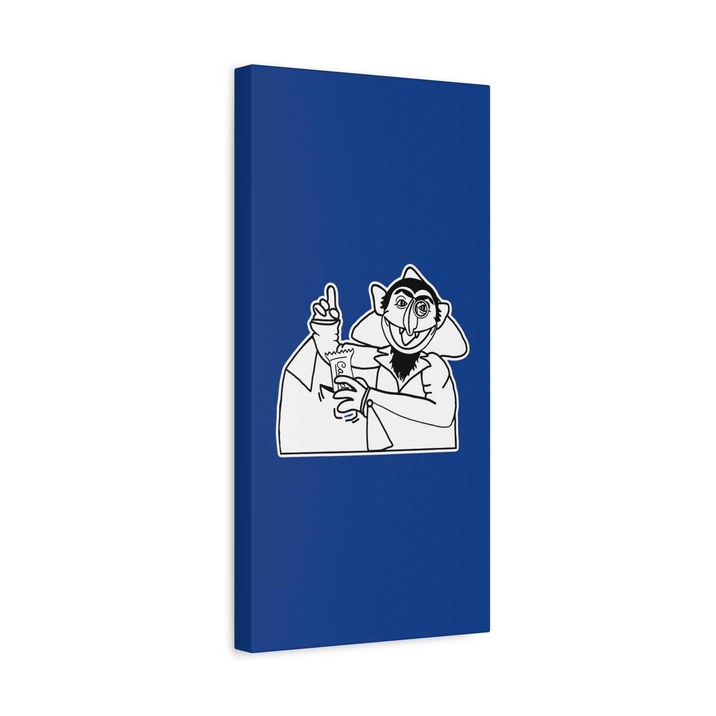 The Count Stealing Candy Outline Canvas Print Dark Blue - Sesame Street The Count Parody Art