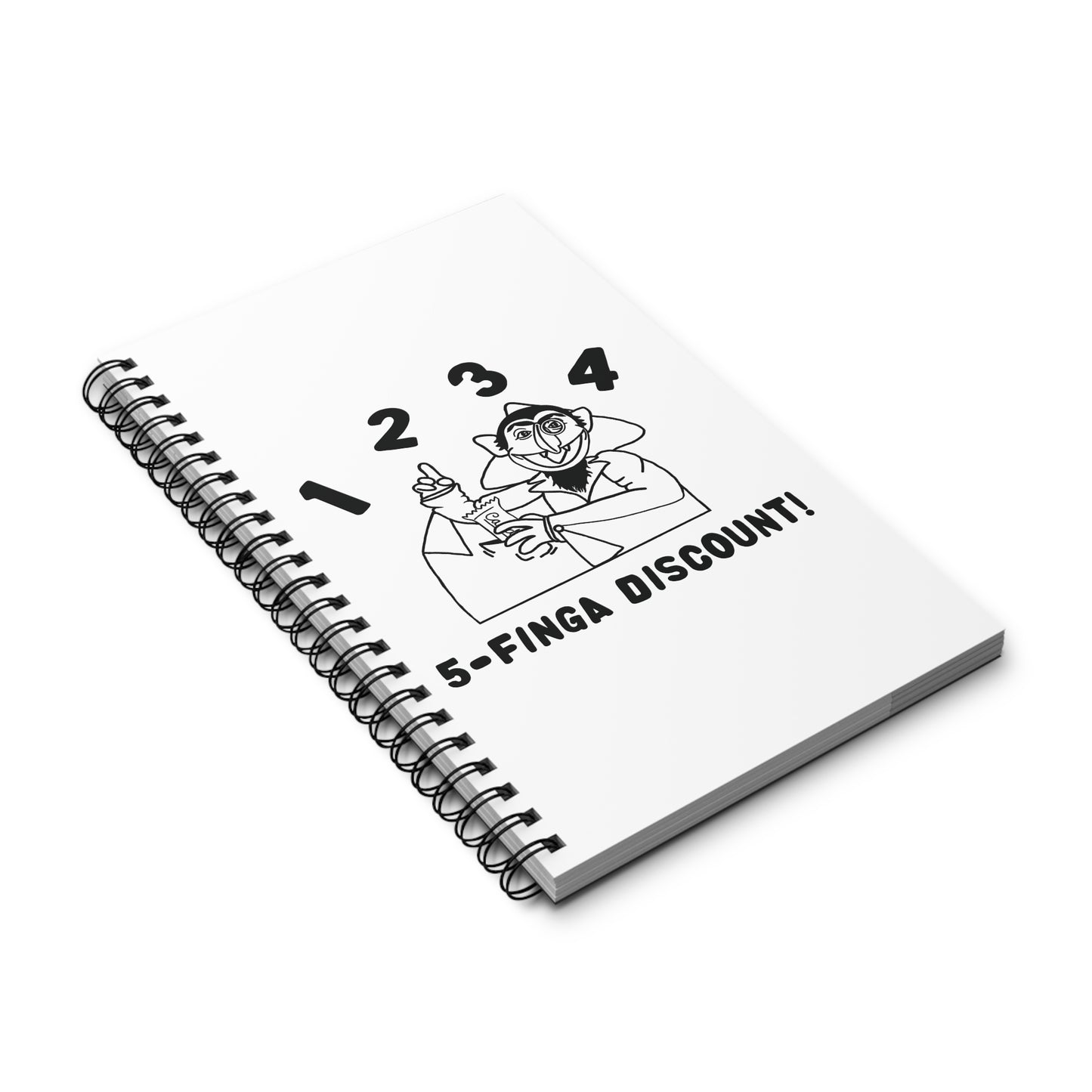Five Finger Discount Outline Notebook White - Sesame Street The Count Parody Spiral Notebook