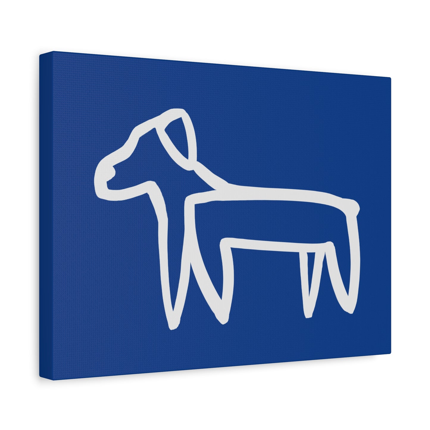 Dog Canvas Print on Blue (Transparent Style White Dog) - Dog Art Print